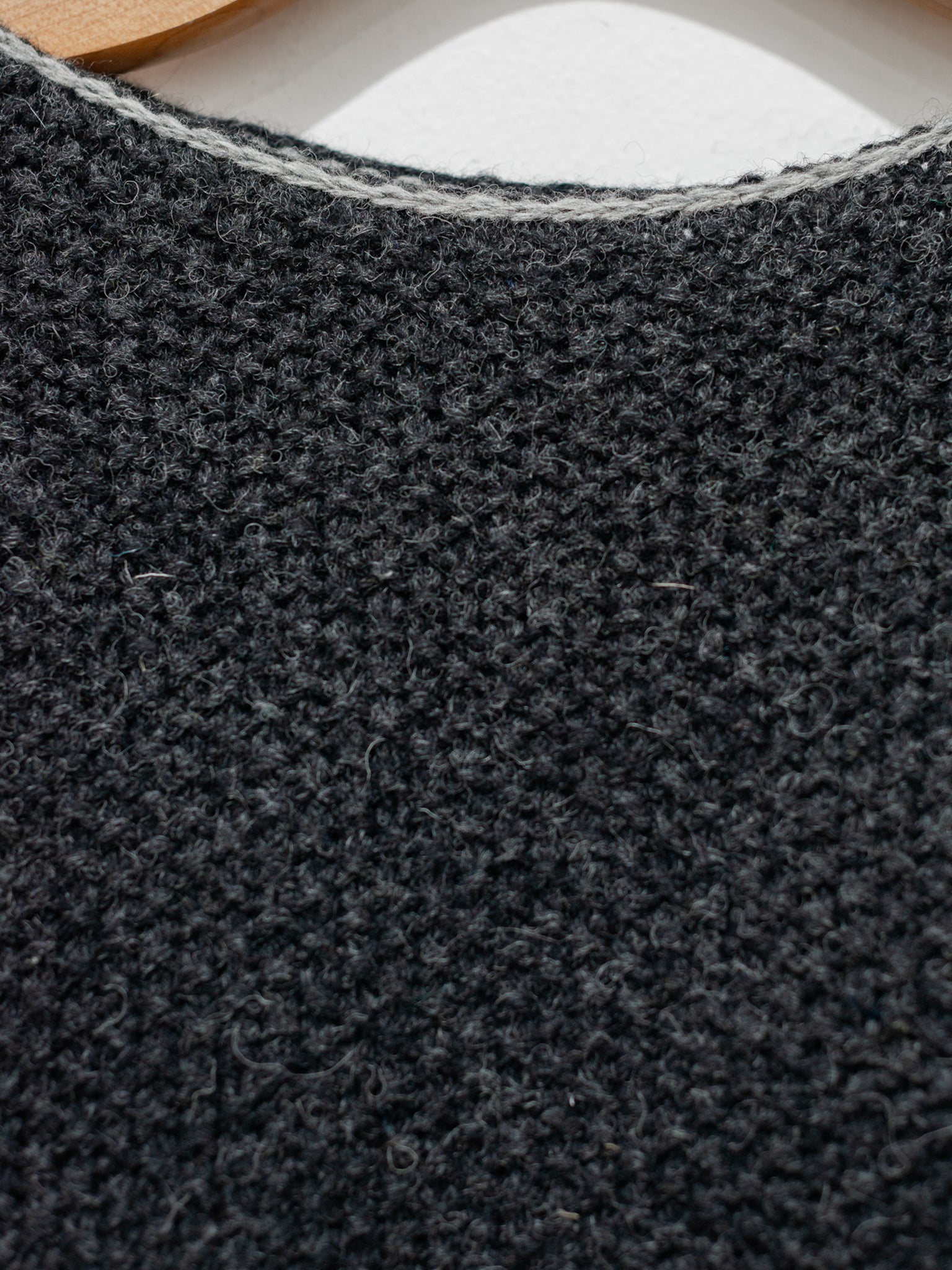 Namu Shop - ICHI Wool Contrast Hem Pullover Knit - Charcoal