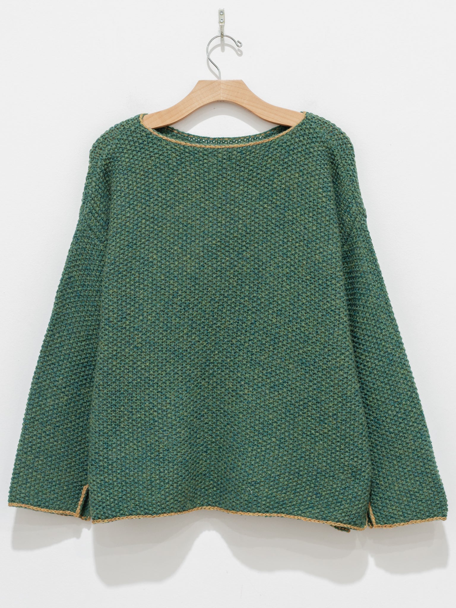 Namu Shop - ICHI Wool Contrast Hem Pullover Knit - Green