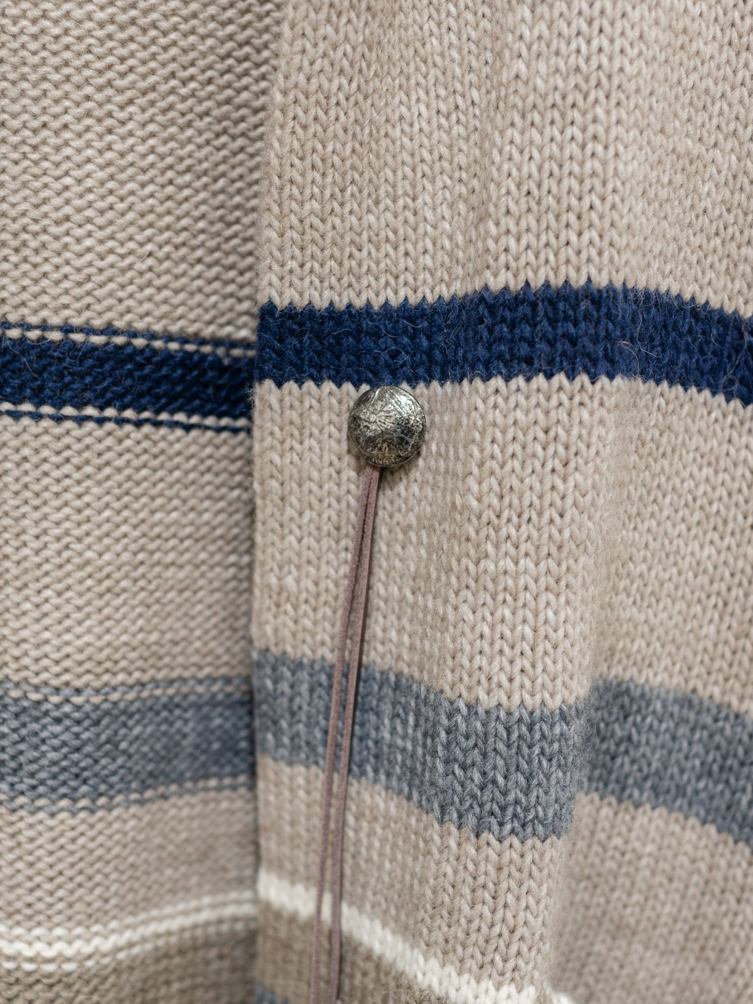 Namu Shop - ICHI Random Border Knit Cardigan - Beige