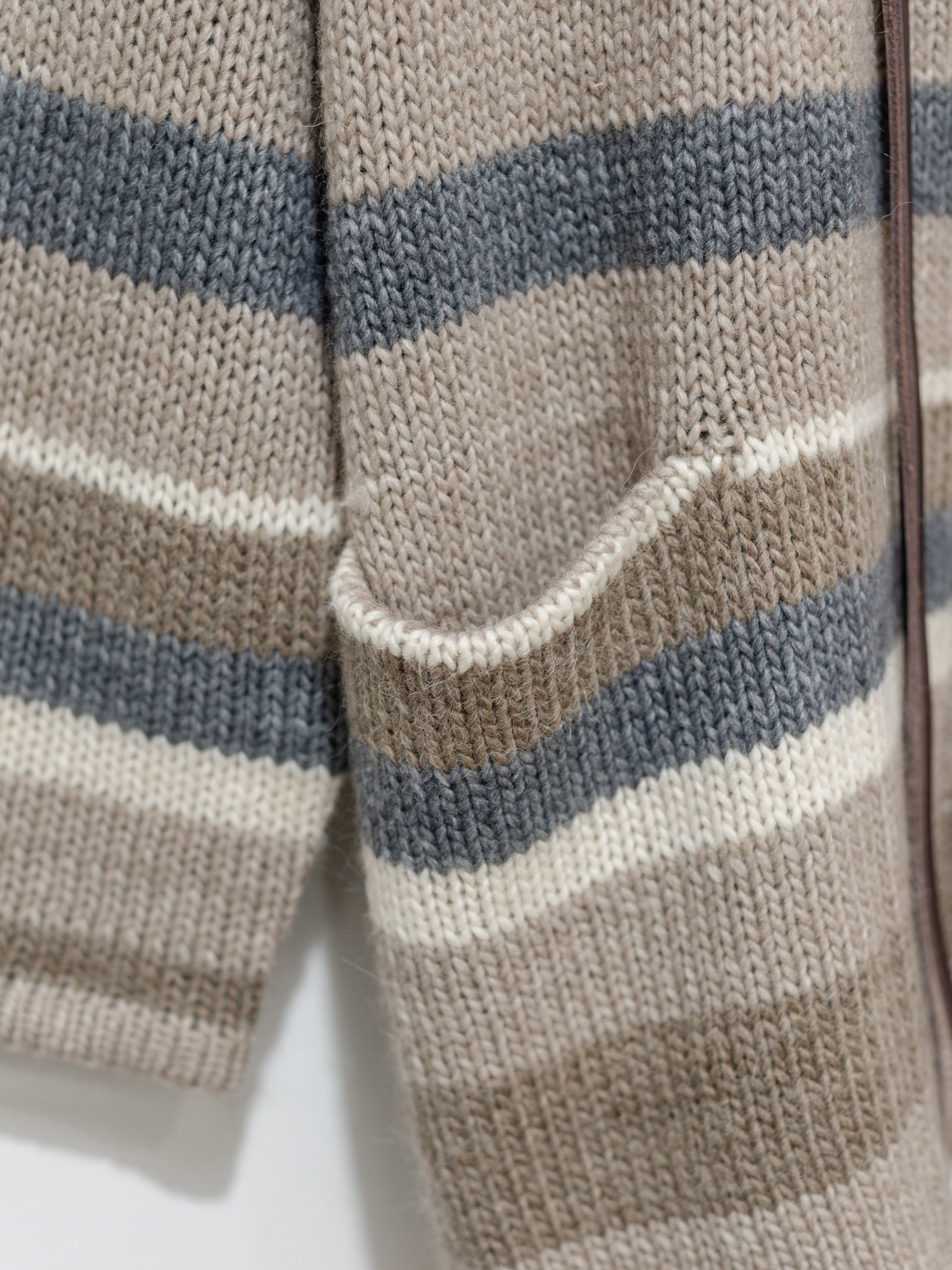 Namu Shop - ICHI Random Border Knit Cardigan - Beige