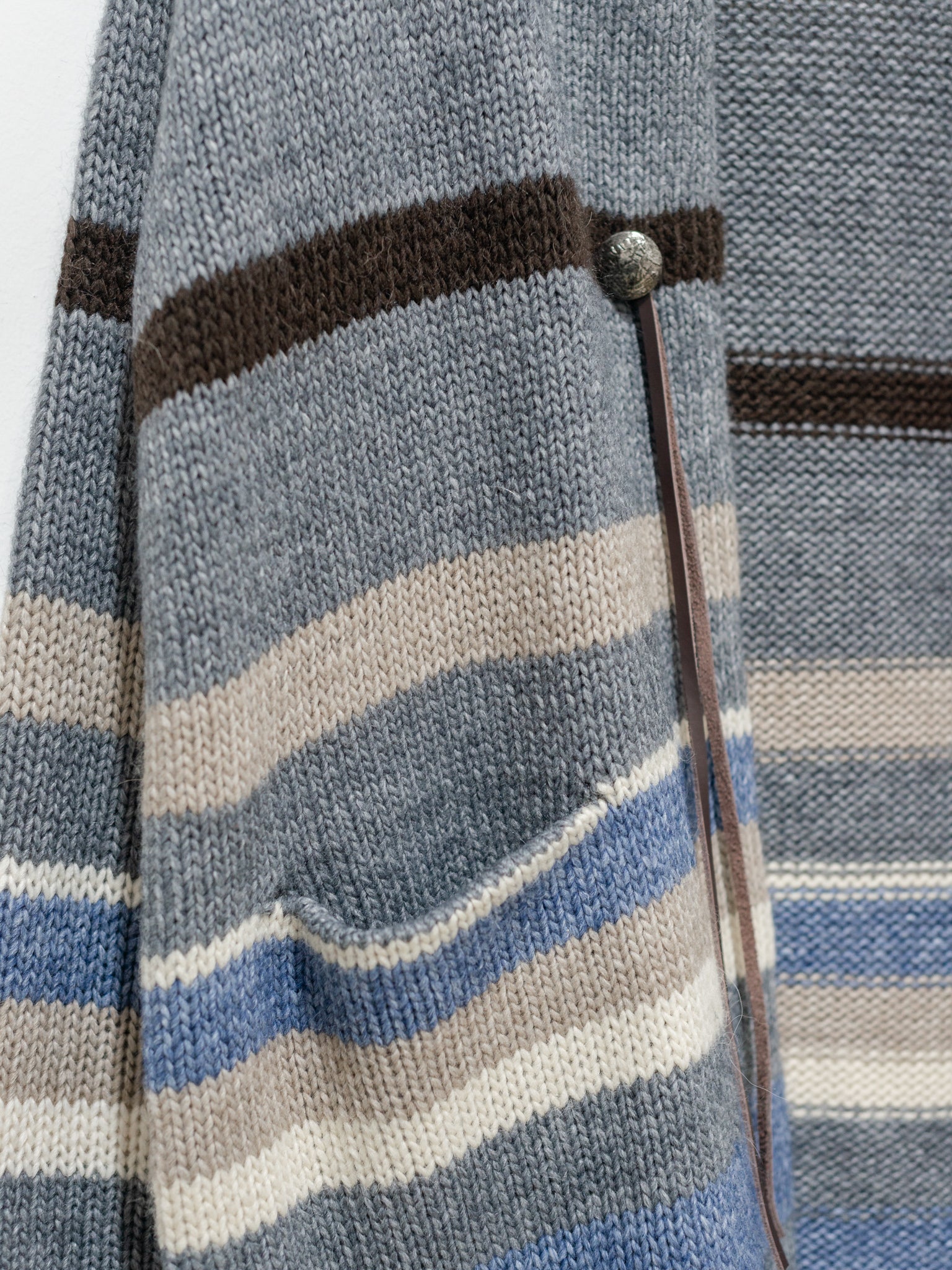 Namu Shop - ICHI Random Border Knit Cardigan - Gray