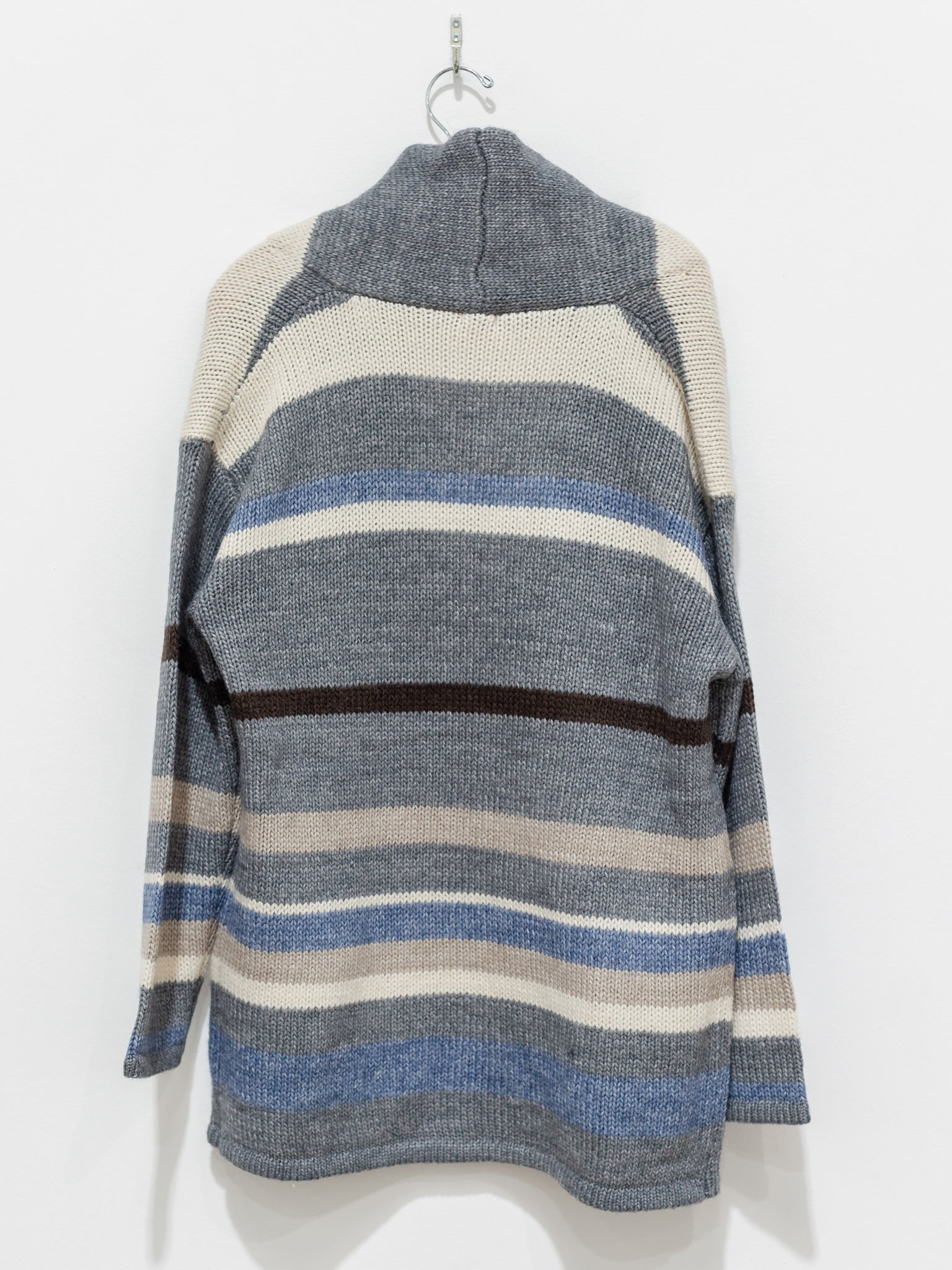 Namu Shop - ICHI Random Border Knit Cardigan - Gray