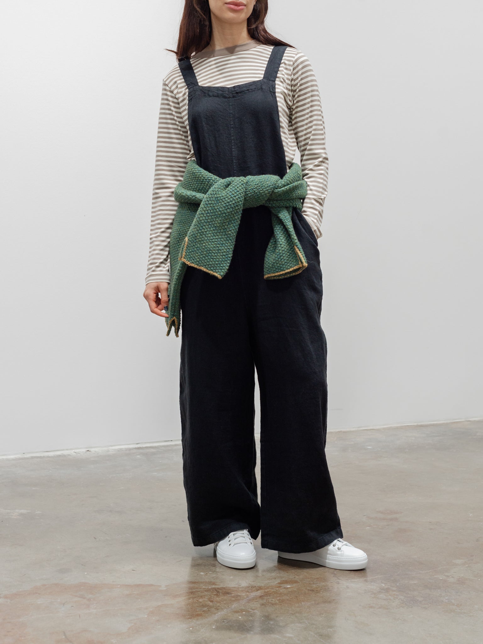 Namu Shop - ICHI Wool Contrast Hem Pullover Knit - Green