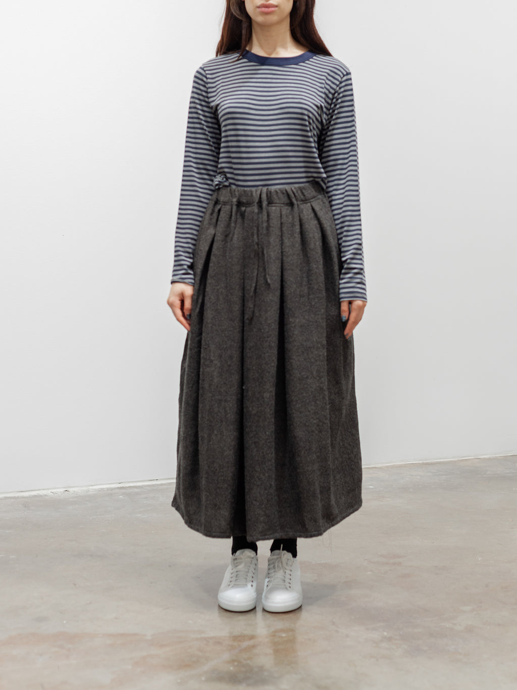 Namu Shop - ICHI Wool Skirt - Dark Brown