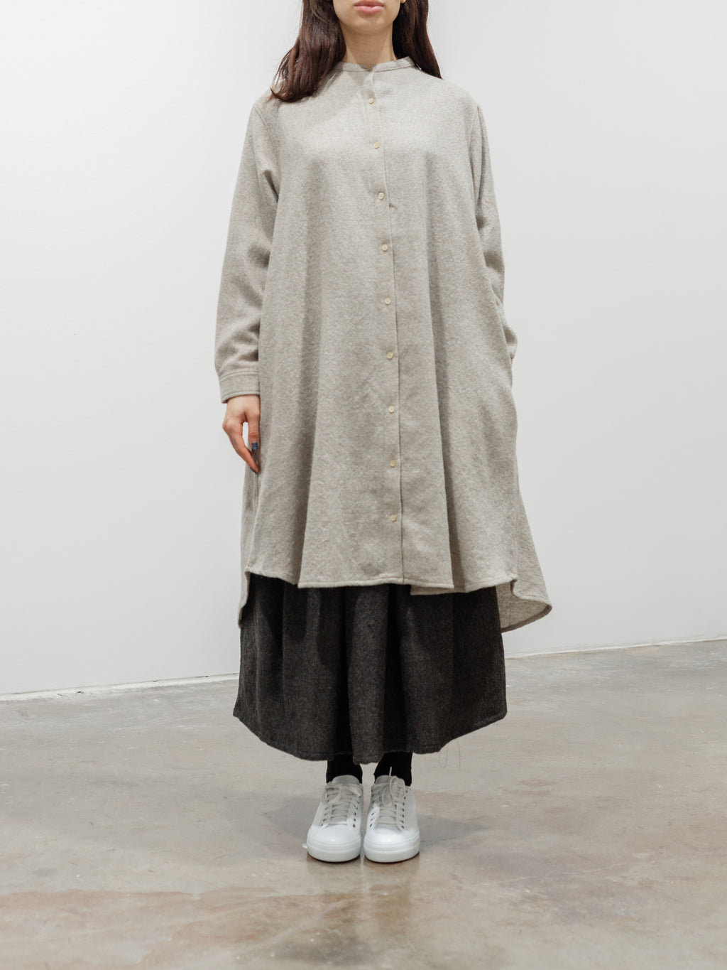 Namu Shop - ICHI Wool Long Shirt - Beige