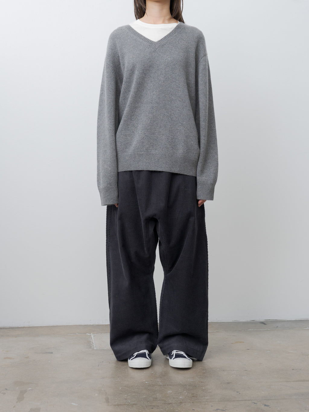Namu Shop - Sofie D'Hoore Mann 3-Ply Cashmere Sweater - Mid Grey Melange