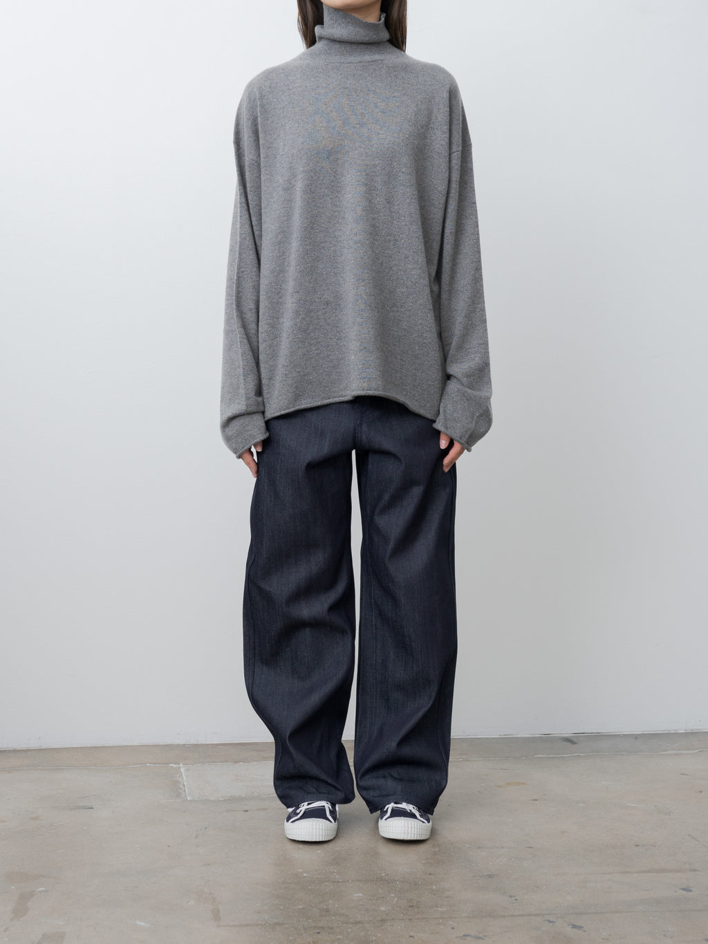 Namu Shop - Sofie D'Hoore Marchi 1-Ply Cashmere Sweater - Mid Grey Melange