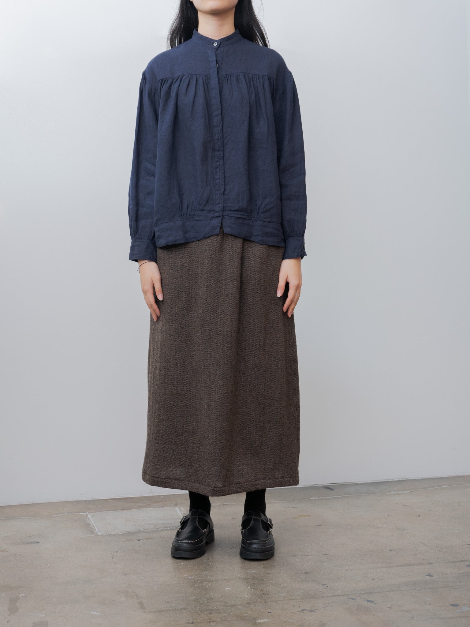 Namu Shop - Ichi Antiquites Herringbone Skirt - Brown