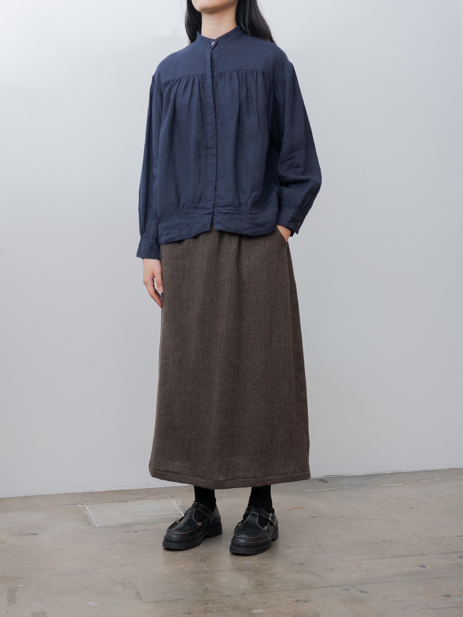 Namu Shop - Ichi Antiquites Herringbone Skirt - Brown