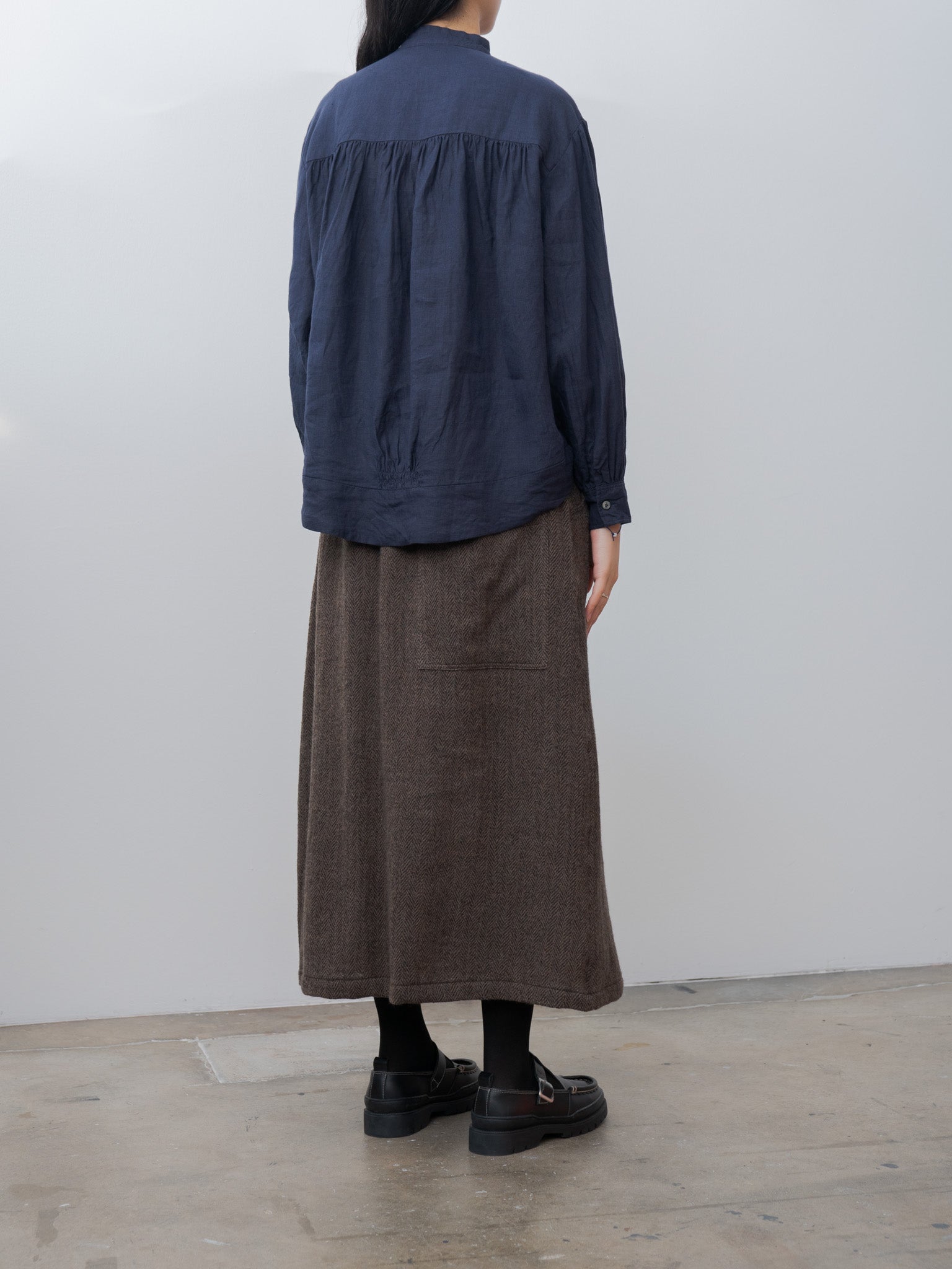 Namu Shop - Ichi Antiquites Herringbone Skirt - Brown