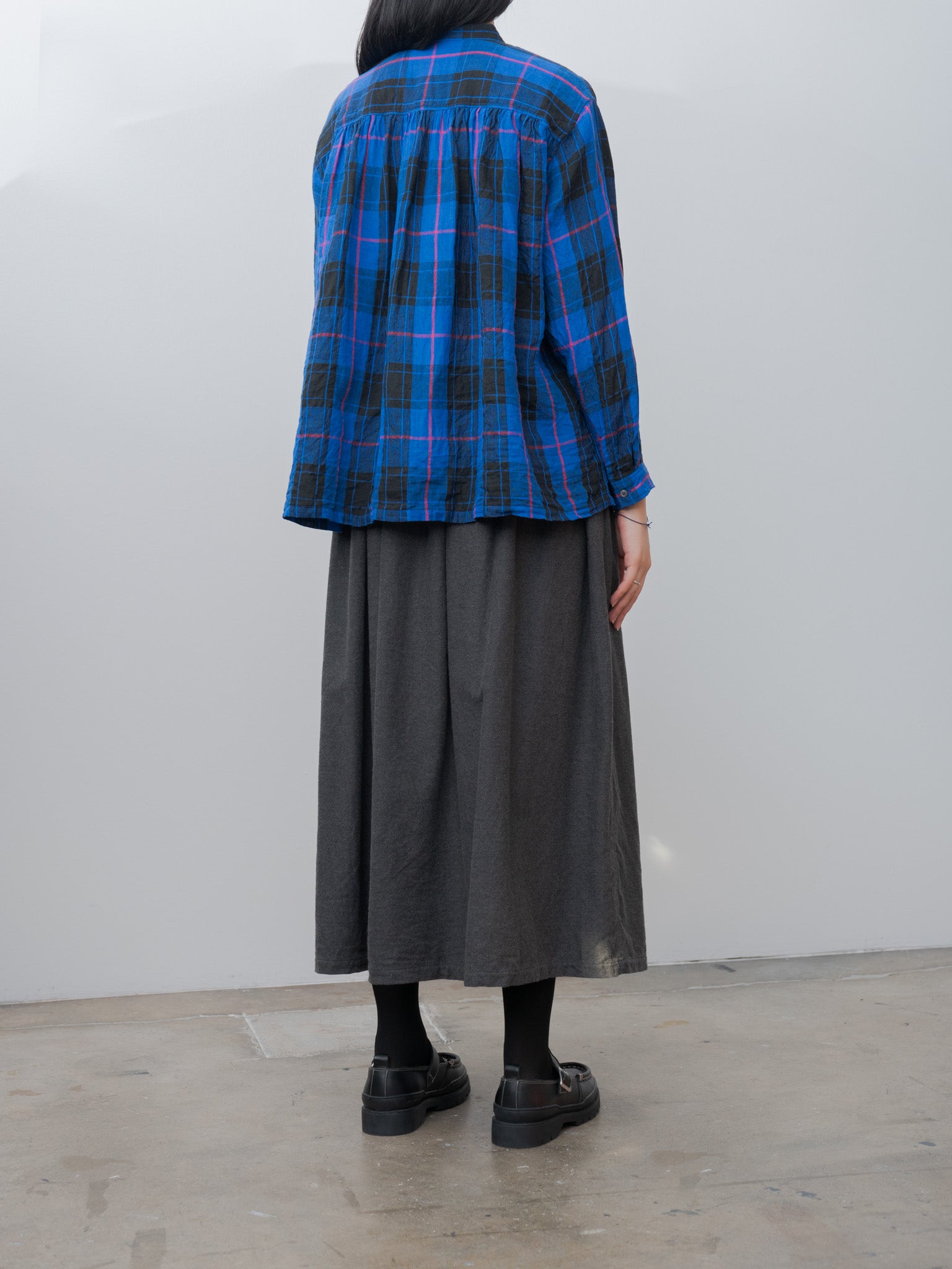 Namu Shop - Ichi Antiquites Linen Tartan Shirt - Blue