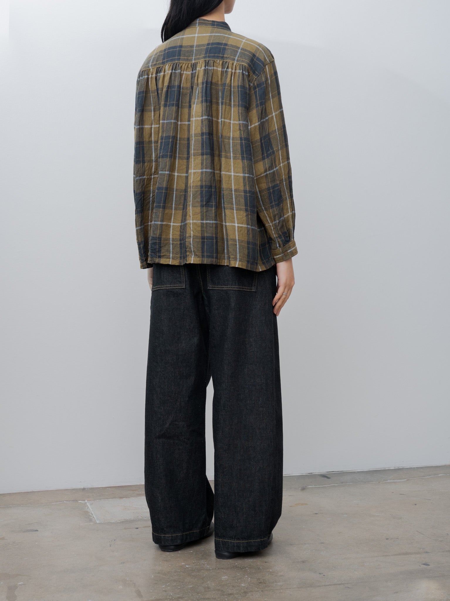 Namu Shop - Ichi Antiquites Linen Tartan Shirt - Brown