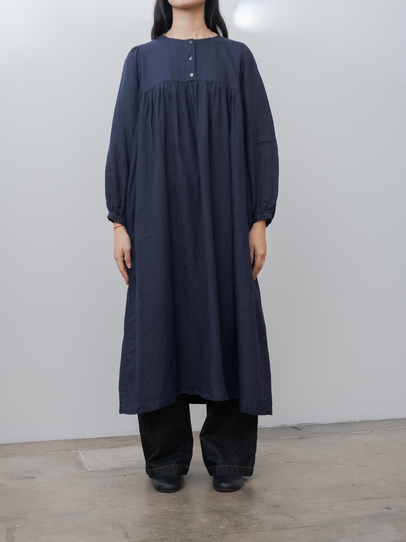 Namu Shop - Ichi Antiquites Linen Dress - Navy