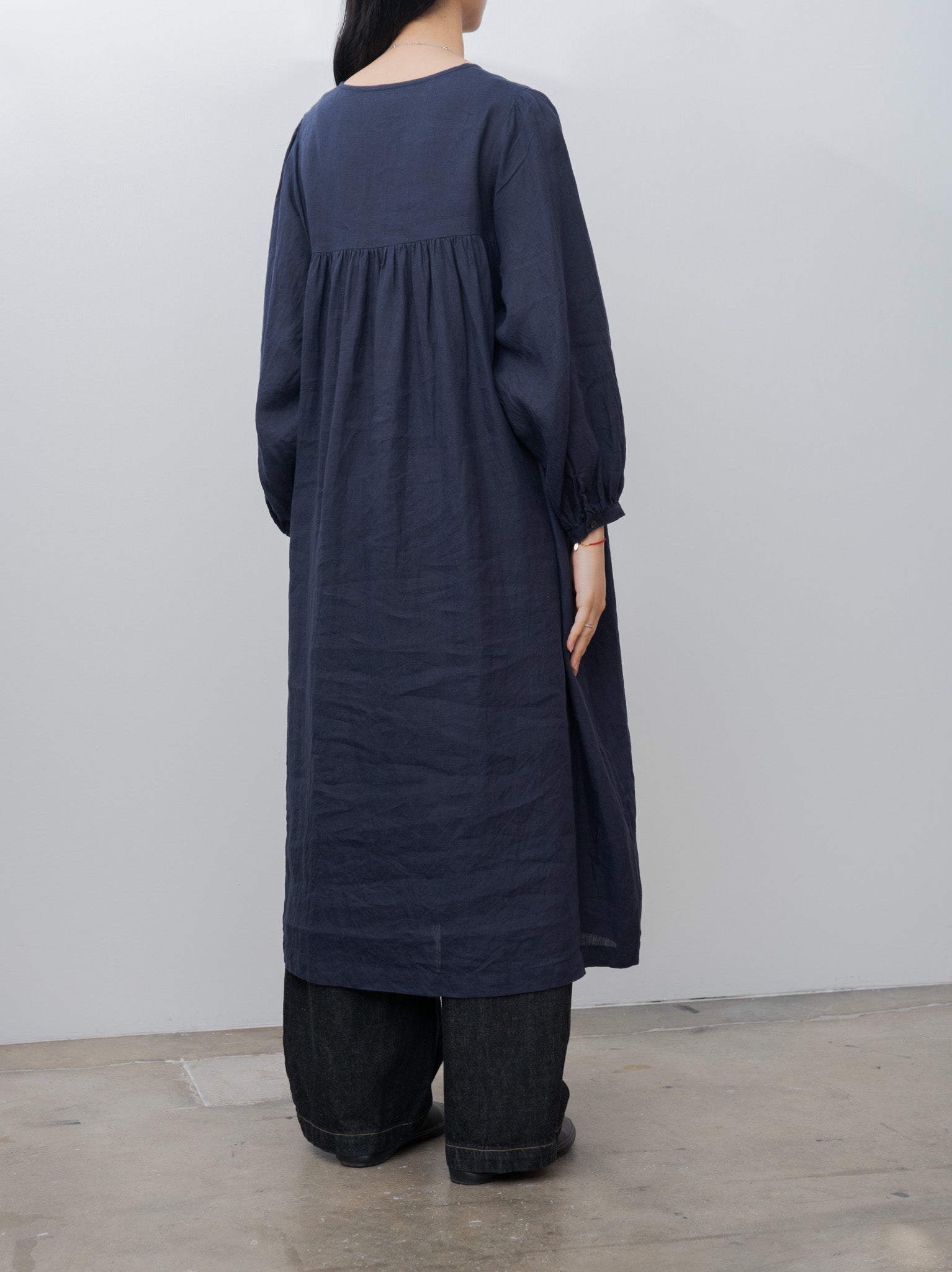 Namu Shop - Ichi Antiquites Linen Dress - Navy