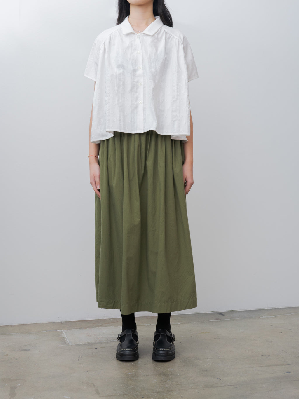 Namu Shop - Ichi Antiquites Ohmi Typewriter Skirt - Olive