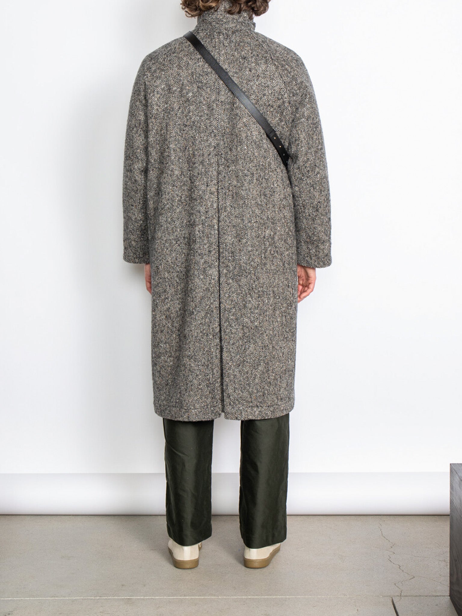 Namu Shop - Document Donegal Tweed Inverted Pleats Balmacaan Coat - Beige