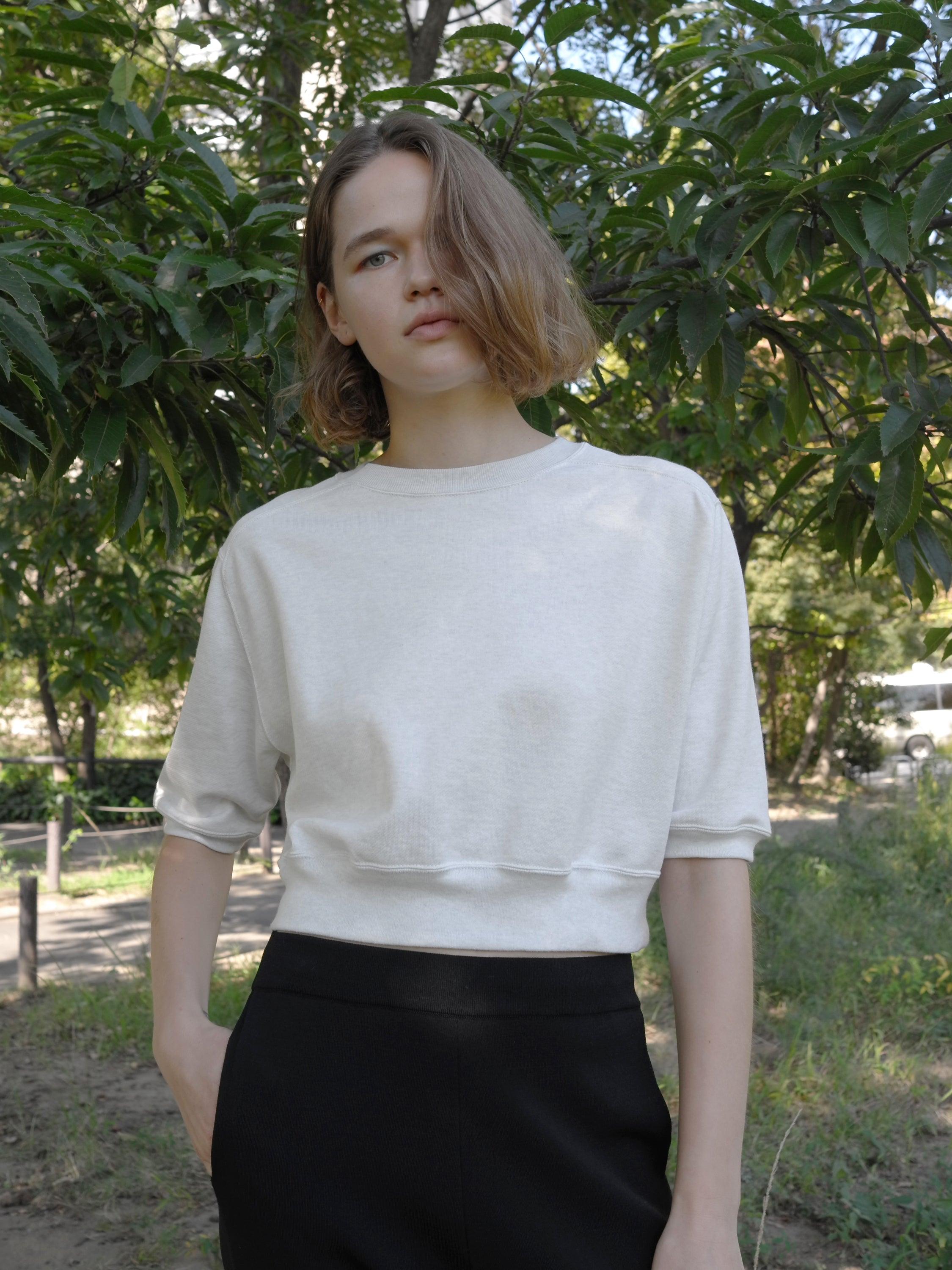 Namu Shop - Auralee Light Flowy Sweat Half Sleeve P/O - Light Gray 