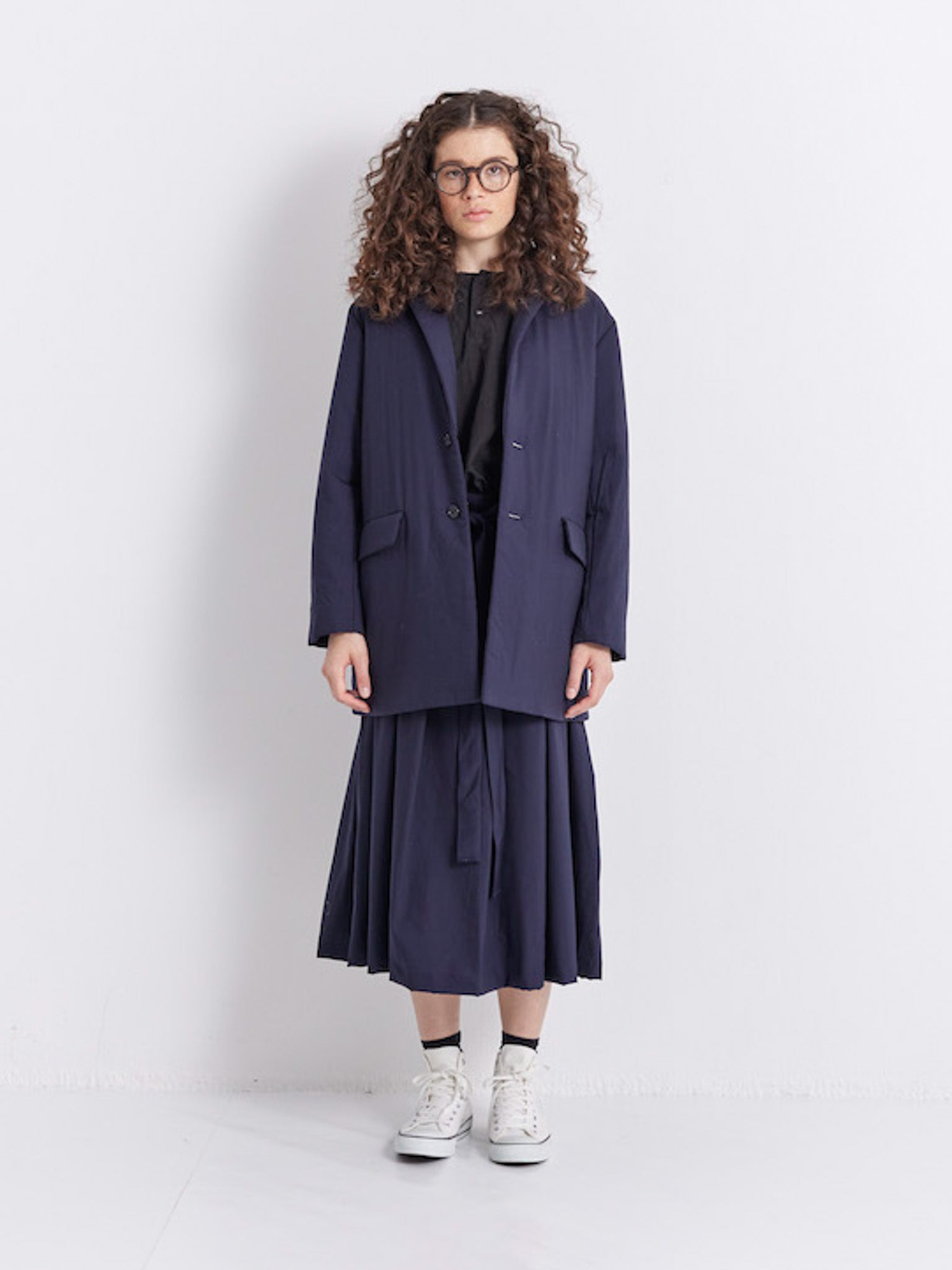 Namu Shop - Veritecoeur Pleated Skirt - Navy