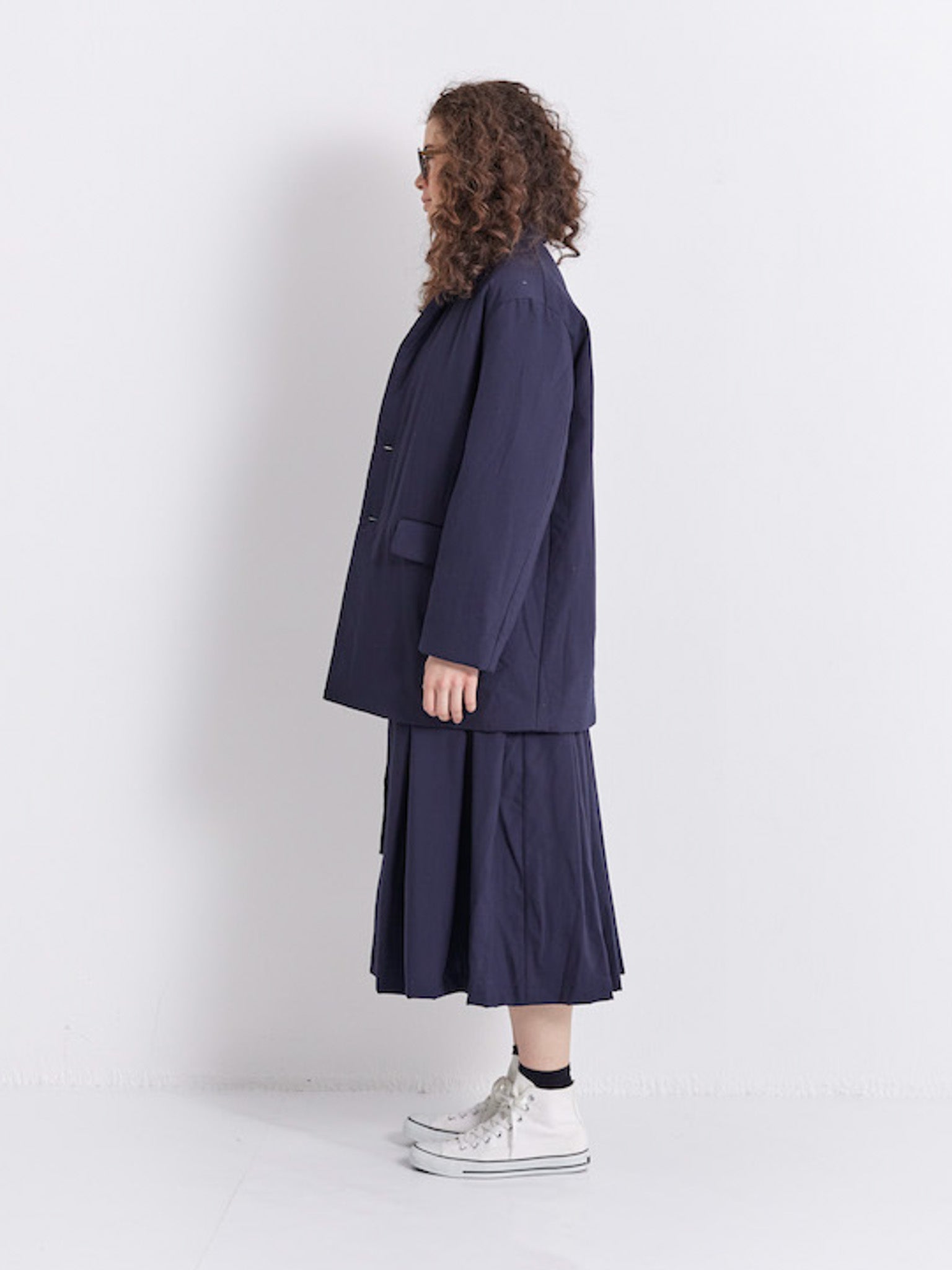 Namu Shop - Veritecoeur Pleated Skirt - Navy