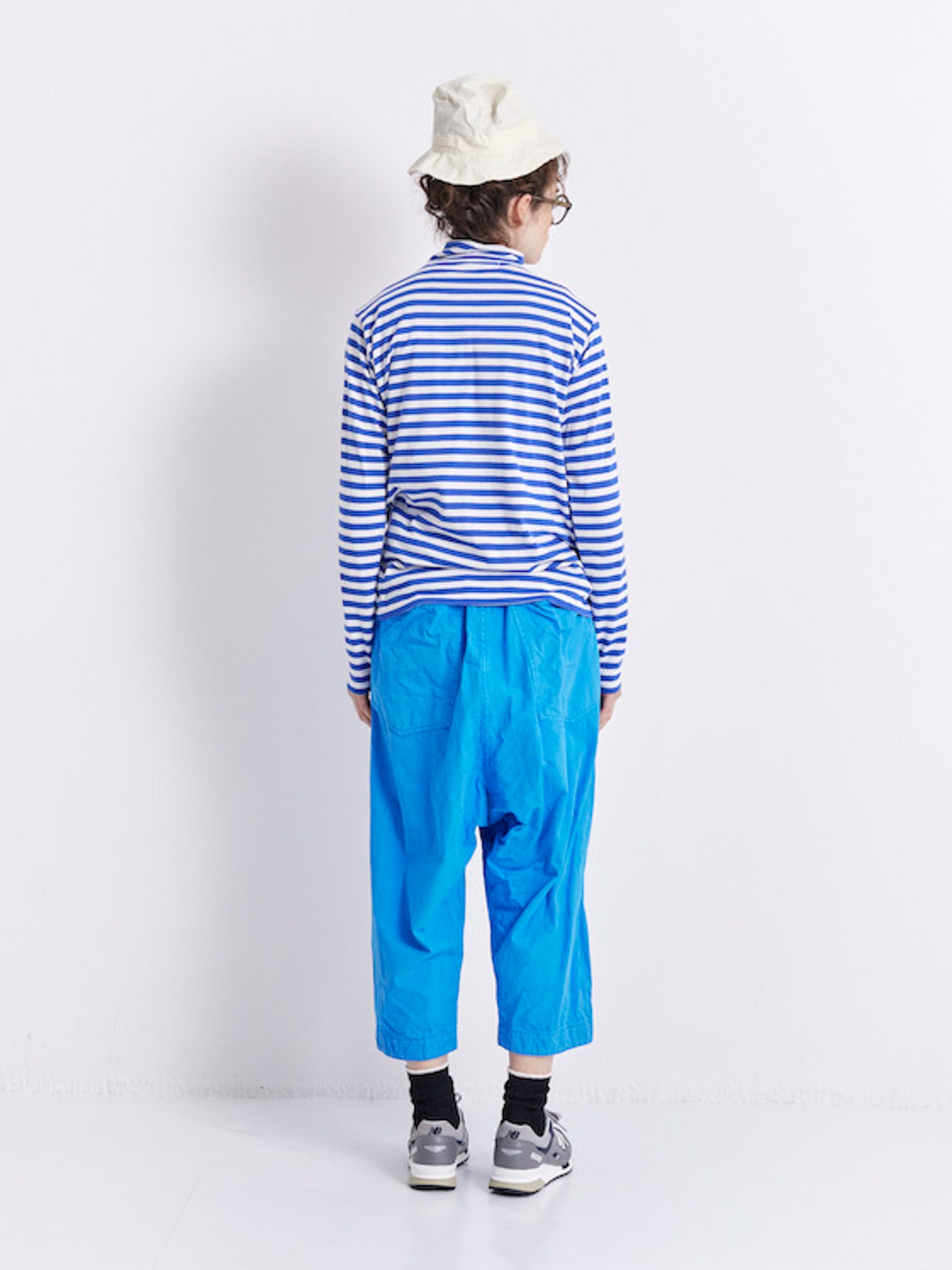 Namu Shop - Veritecoeur T/C Border High Neck Tee - White x Blue
