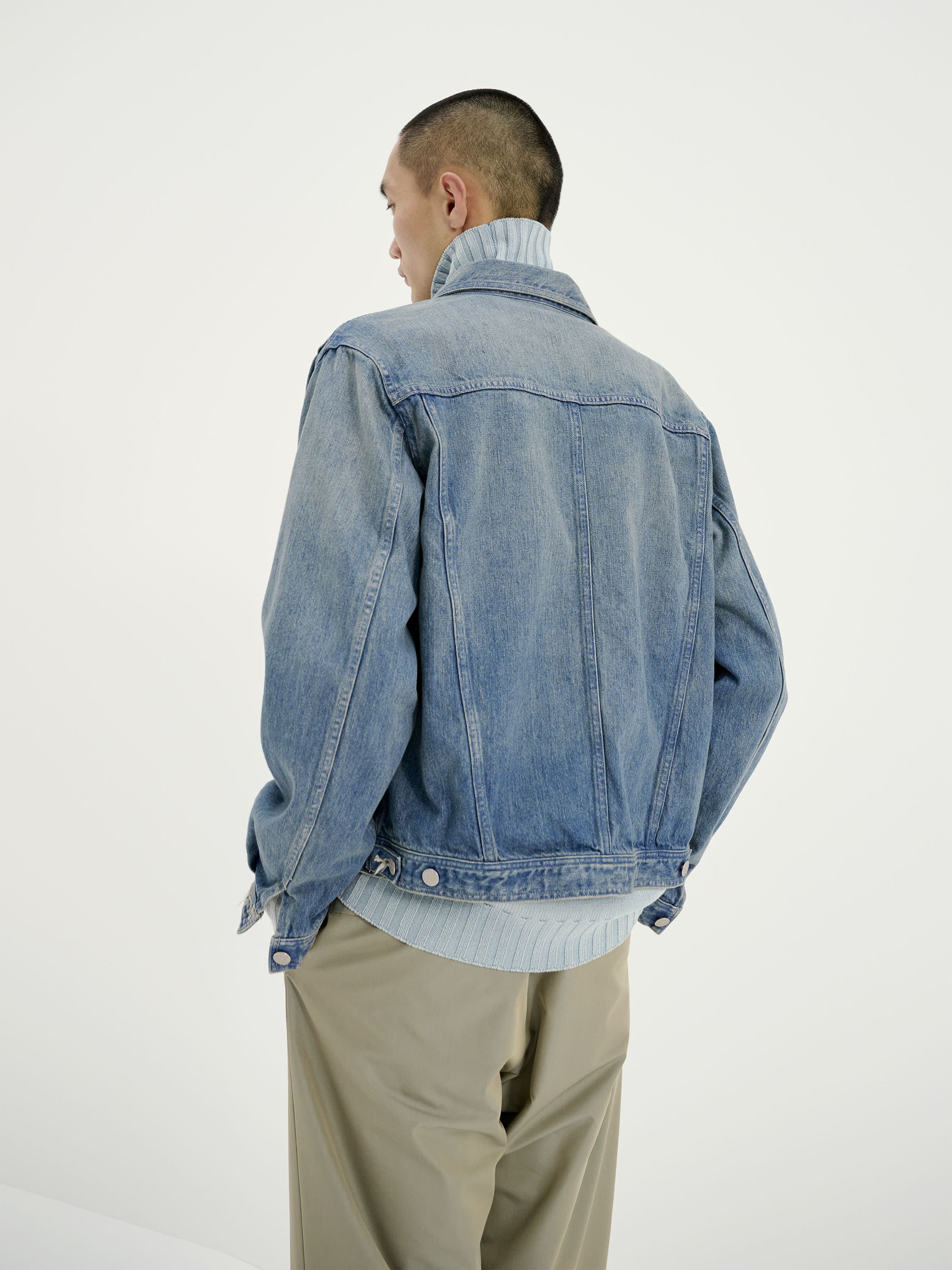 Namu Shop - Auralee Selvedge Faded Light Denim Blouson - Light Indigo