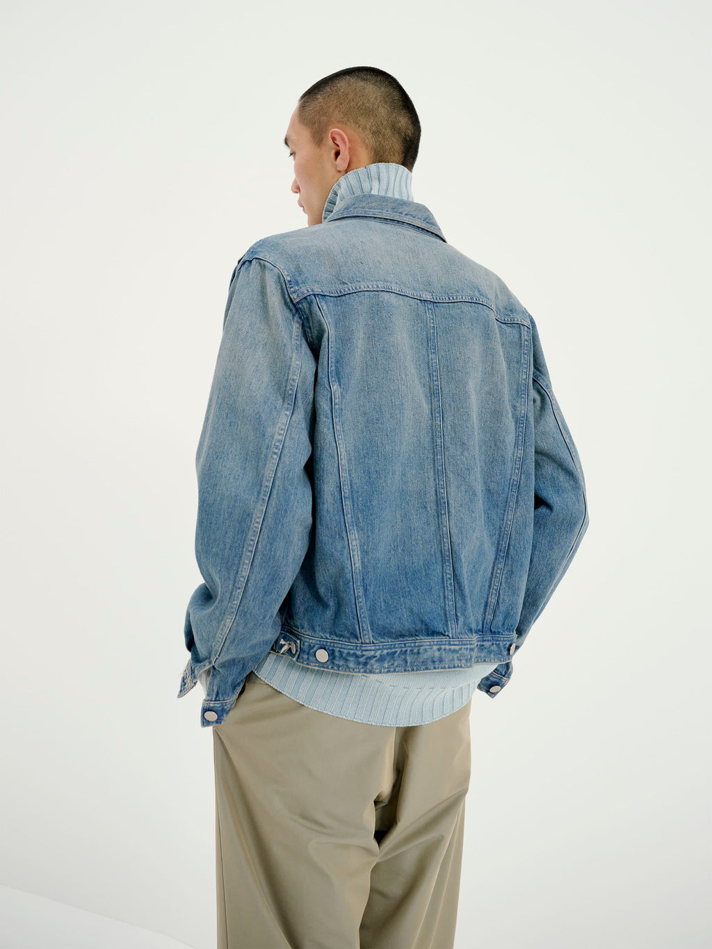 Namu Shop - Auralee Selvedge Faded Light Denim Blouson - Light Indigo