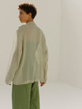Namu Shop - Auralee Wool Recycle Polyester Leno Sheer Jacket - Yellow Green