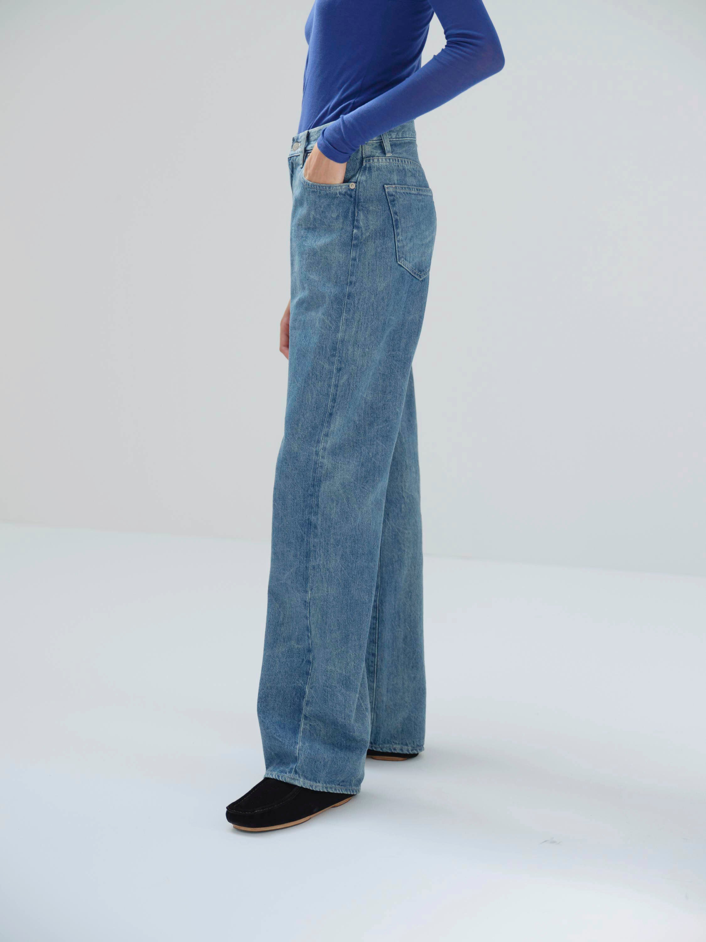 Namu Shop - Auralee Selvedge Faded Light Denim Pants - Indigo