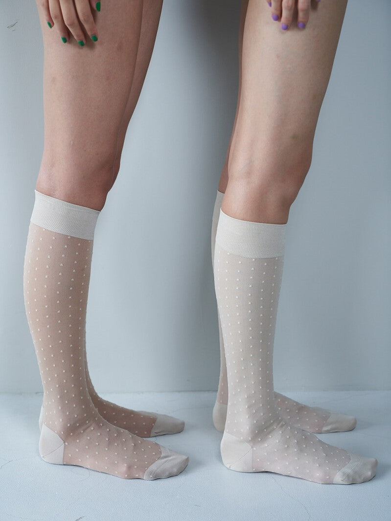 Namu Shop - Babaco Pin Dot Stocking - Beige, Black
