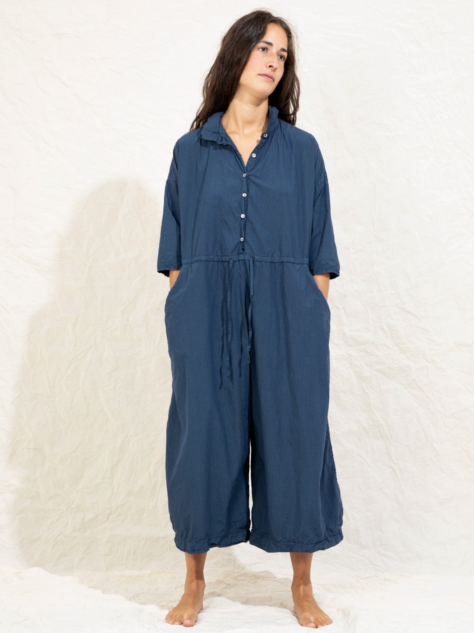 Namu Shop - Album di Famiglia Collar Jumpsuit TC - Navy