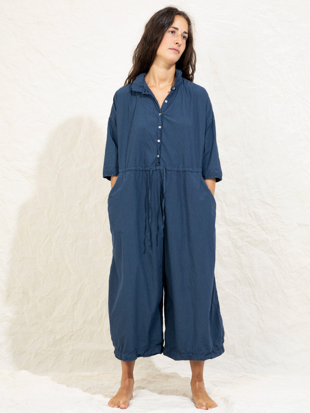 Namu Shop - Album di Famiglia Collar Jumpsuit TC - Navy