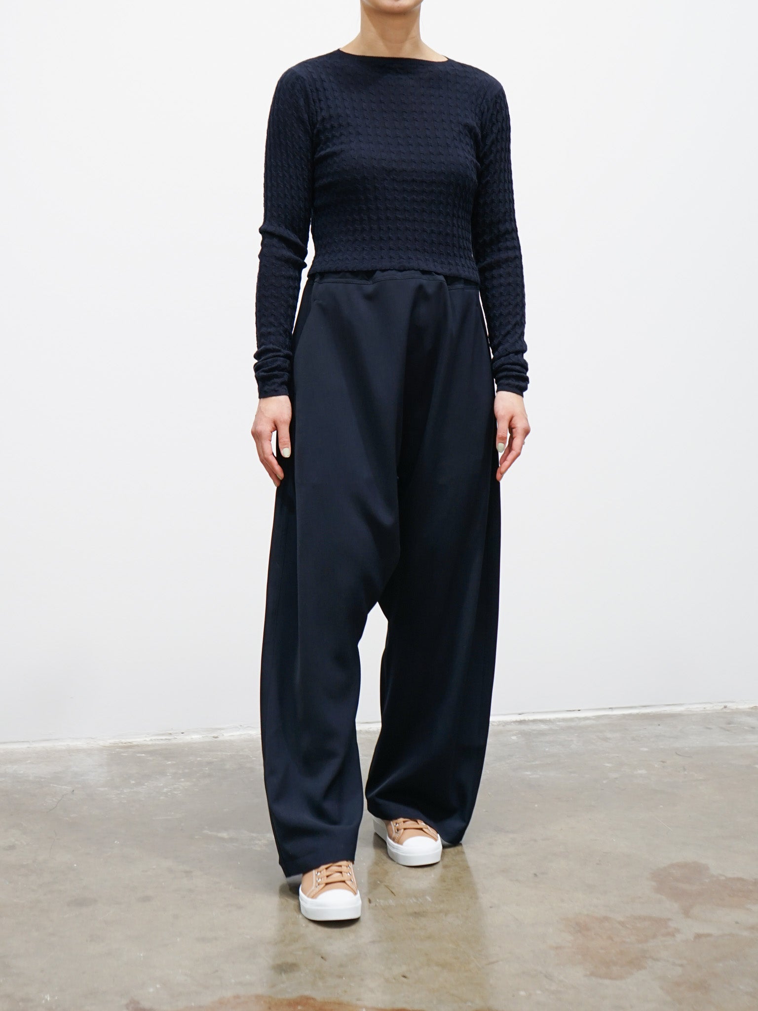 Namu Shop - Auralee Washable Cashmere Silk Cable Knit Pullover - Dark Navy