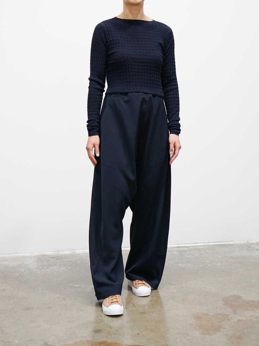 Namu Shop - Auralee Washable Cashmere Silk Cable Knit Pullover - Dark Navy