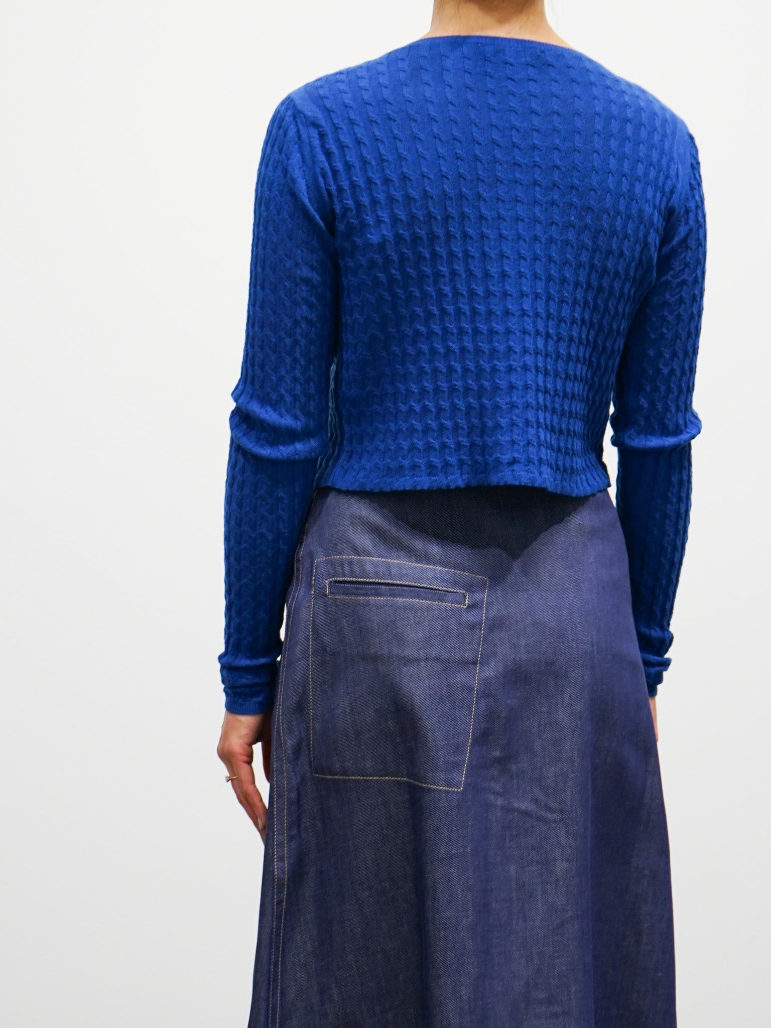Namu Shop - Auralee Washable Cashmere Silk Cable Knit Pullover - Blue