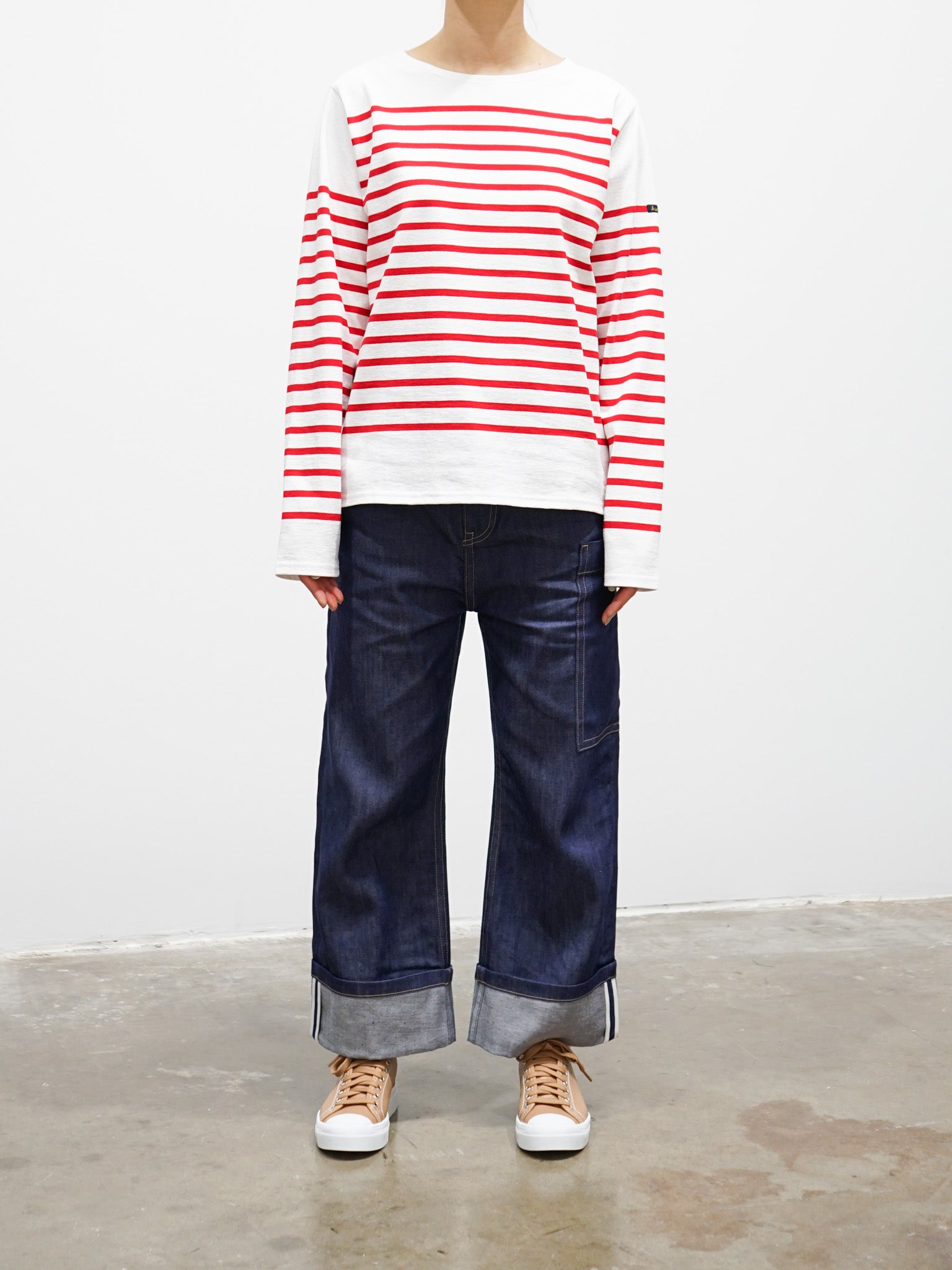 Namu Shop - Veritecoeur Le Minor Border Longsleeve Tee - Royal Blue x White