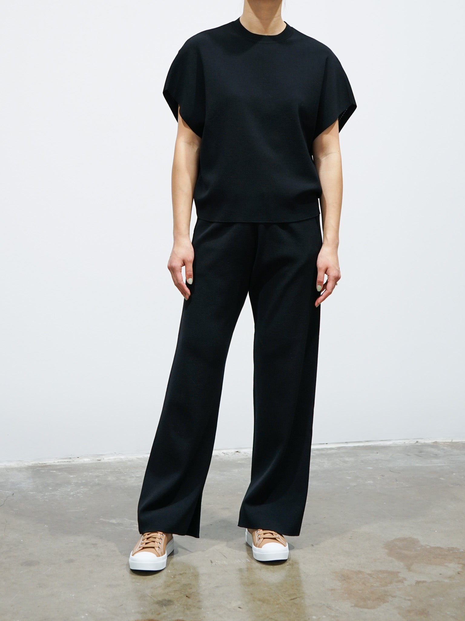 Namu Shop - Auralee Wool Recycled Poly High Gauge Rib Knit Pants - Black
