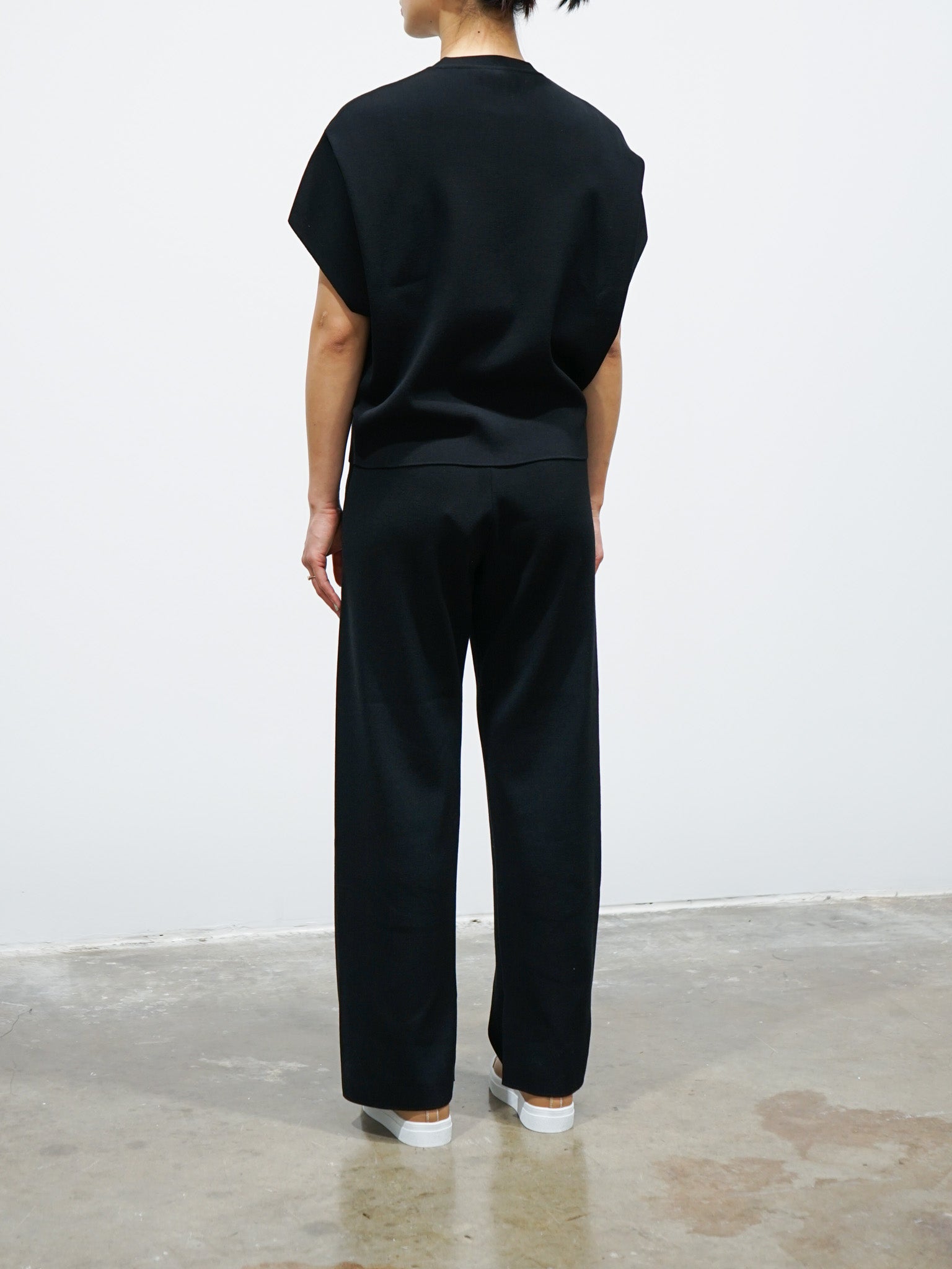 Namu Shop - Auralee Wool Recycled Poly High Gauge Rib Knit Pants - Black