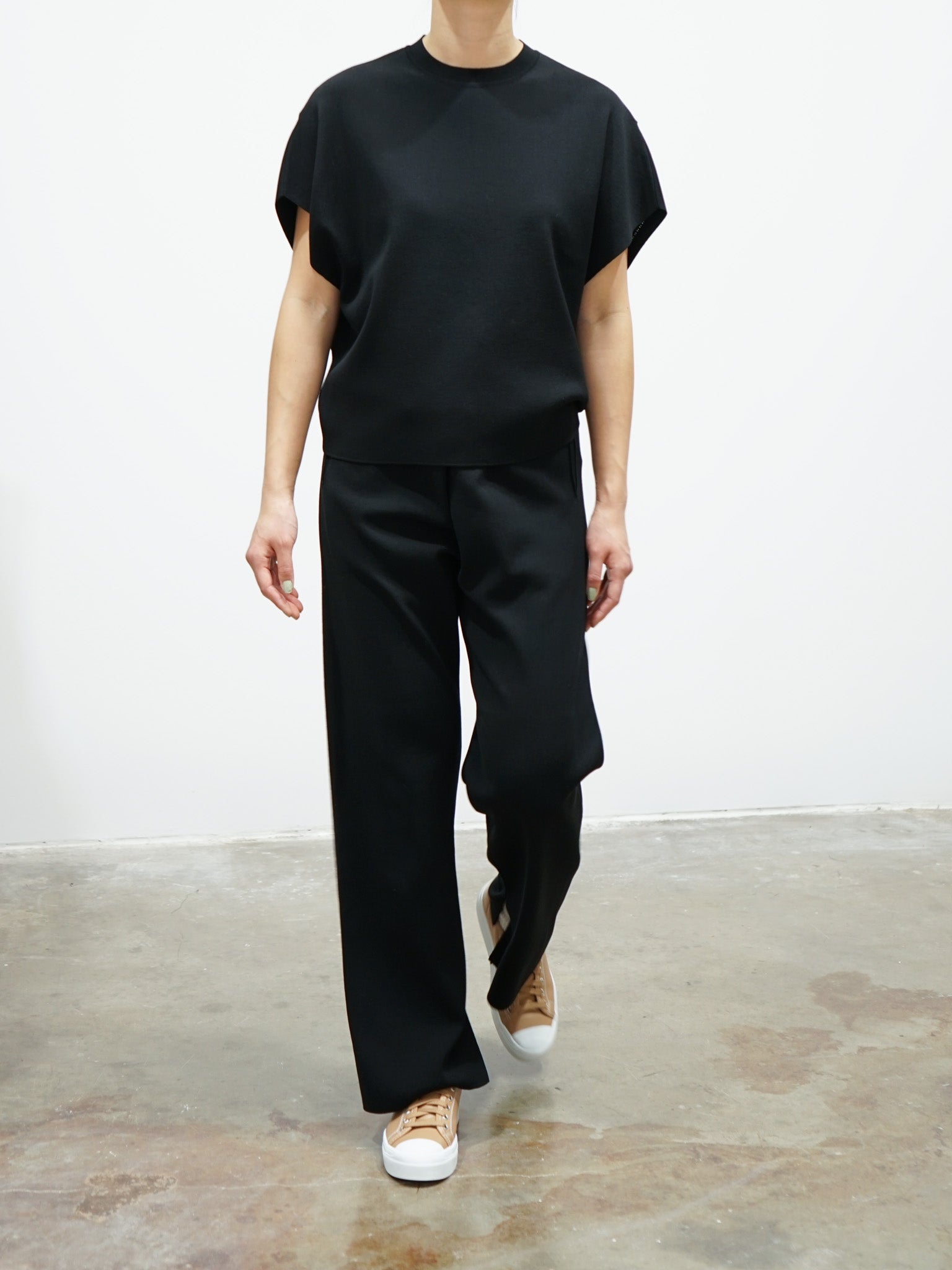 Namu Shop - Auralee Wool Recycled Poly High Gauge Rib Knit Pants - Black