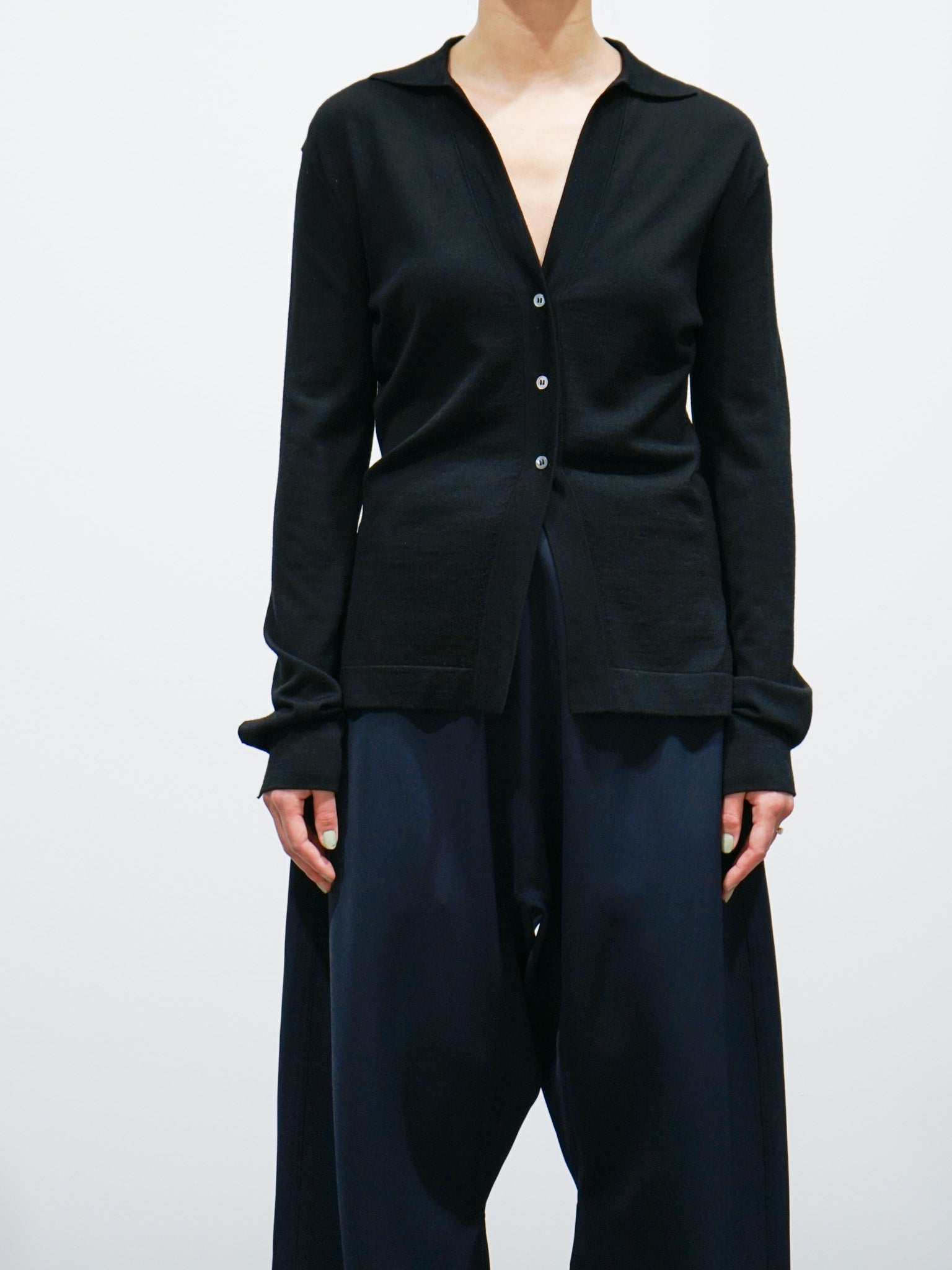 Namu Shop - Studio Nicholson Torr Superfine Button Through Shirt - Black