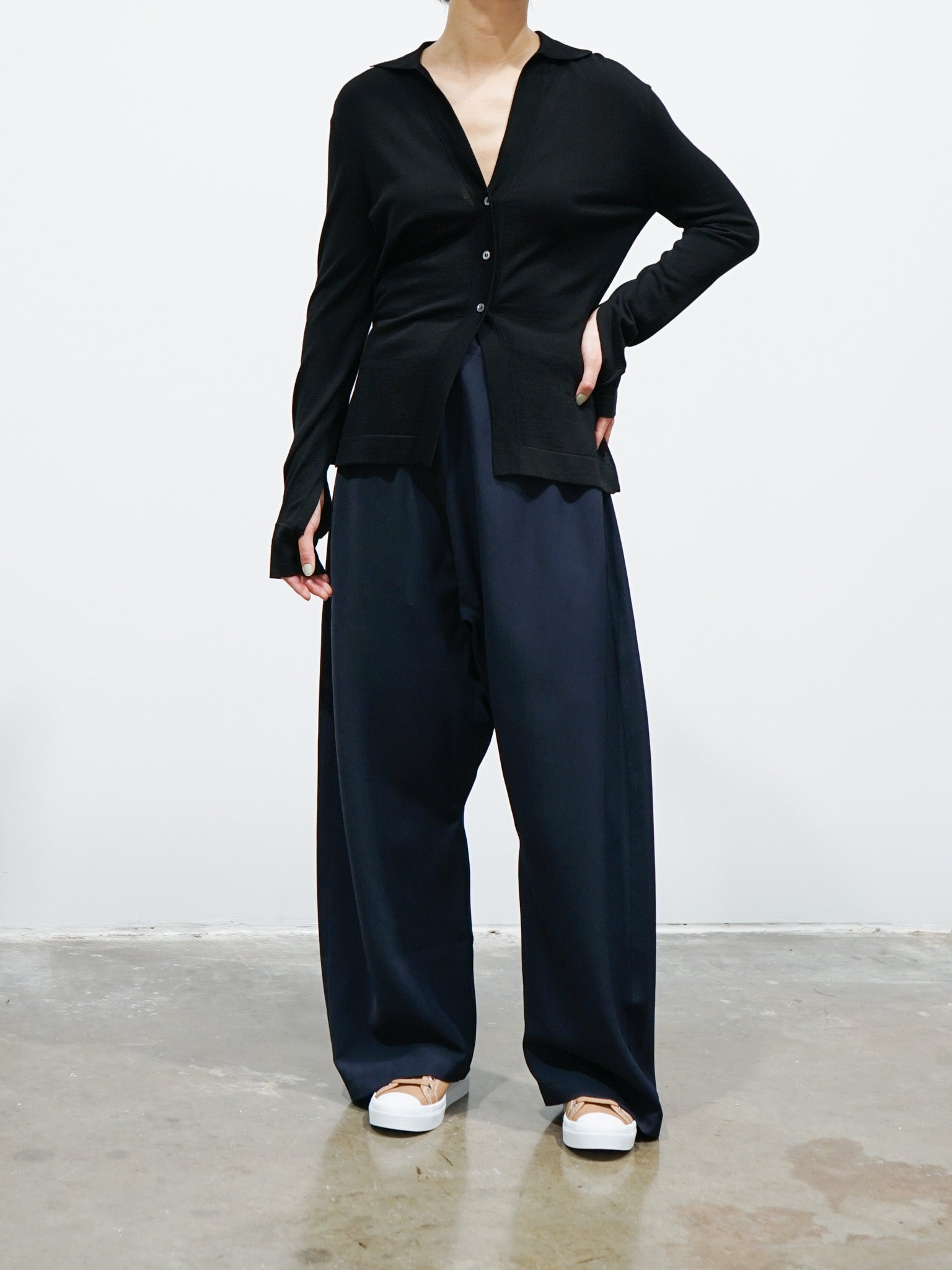 Namu Shop - Studio Nicholson Torr Superfine Button Through Shirt - Black