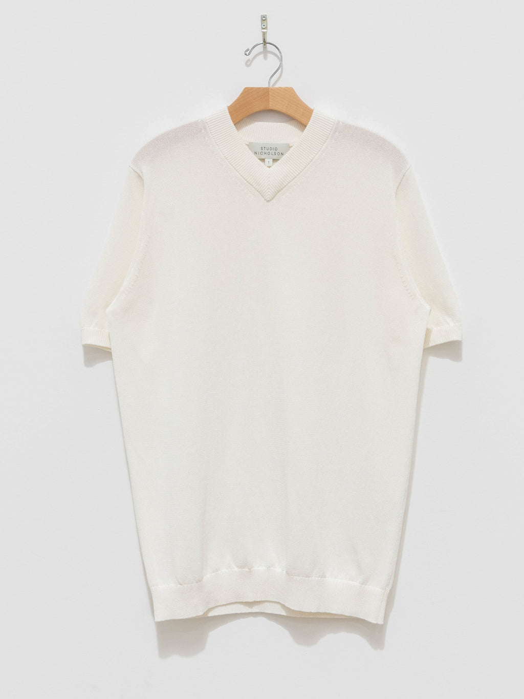 Namu Shop - Studio Nicholson Tula V-Neck Short Sleeve Knit - Ivory