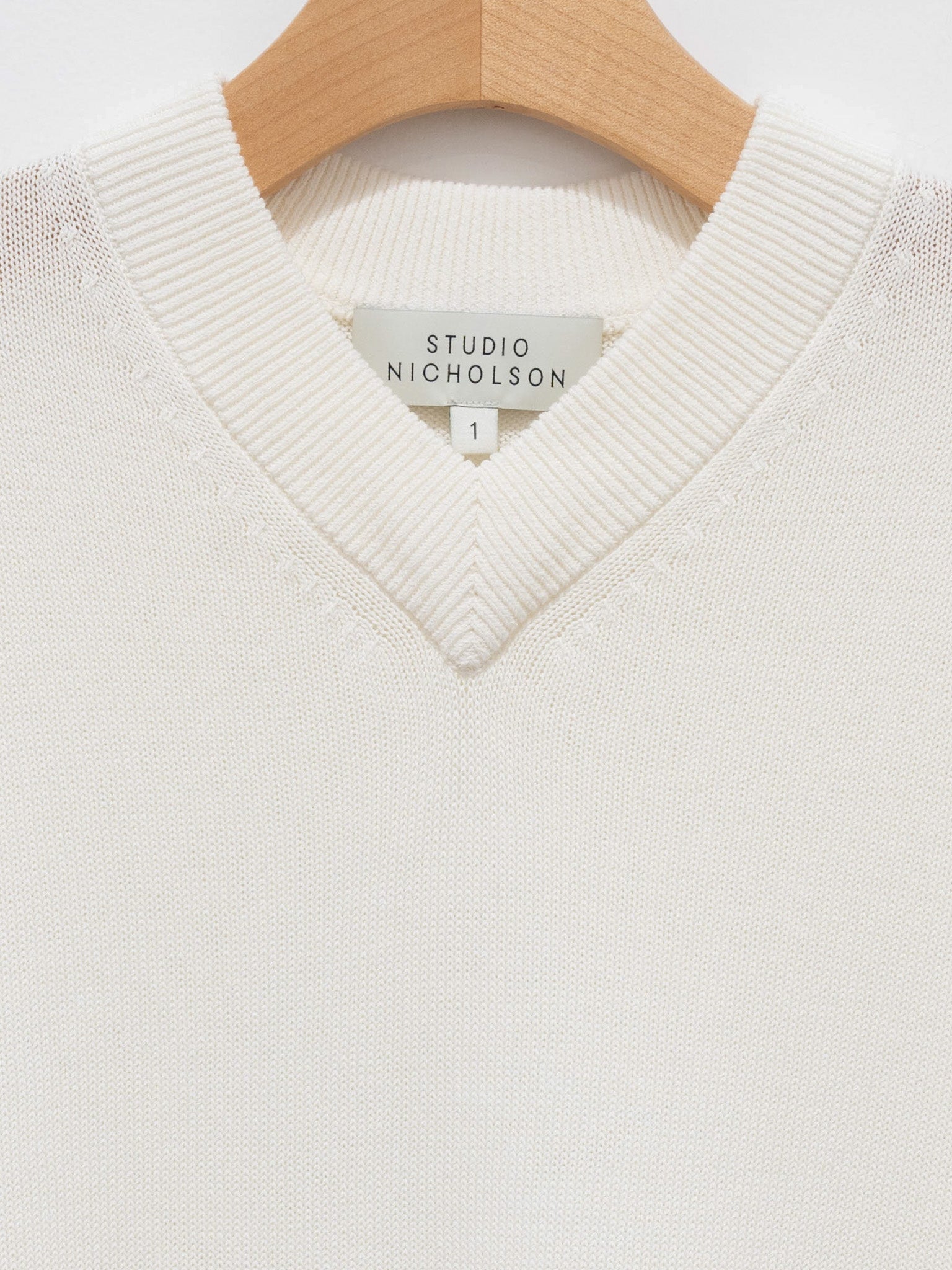 Namu Shop - Studio Nicholson Tula V-Neck Short Sleeve Knit - Ivory