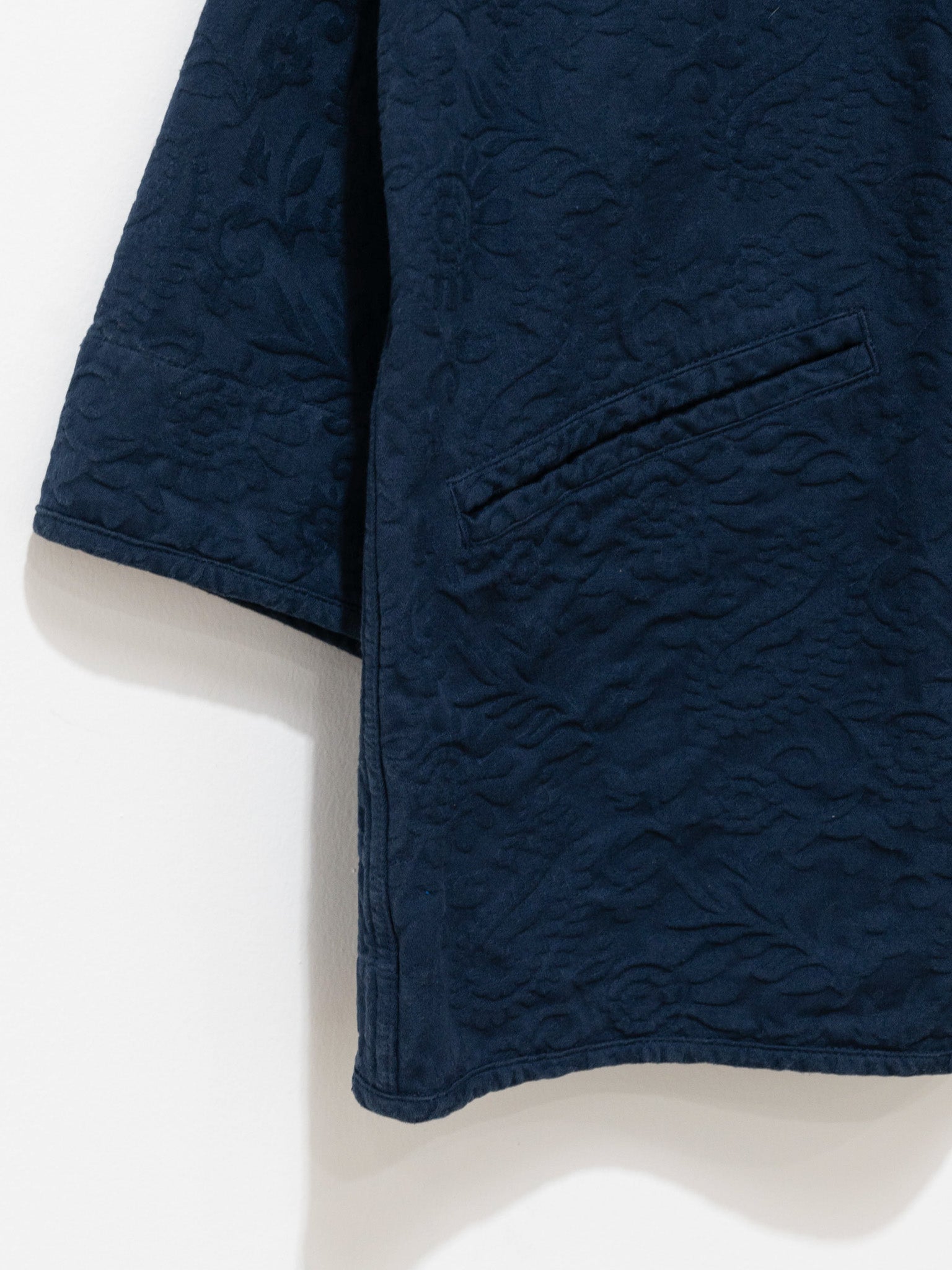 Namu Shop - ts(s) Garment Dye Paisley Collarless Easy Jacket - Navy