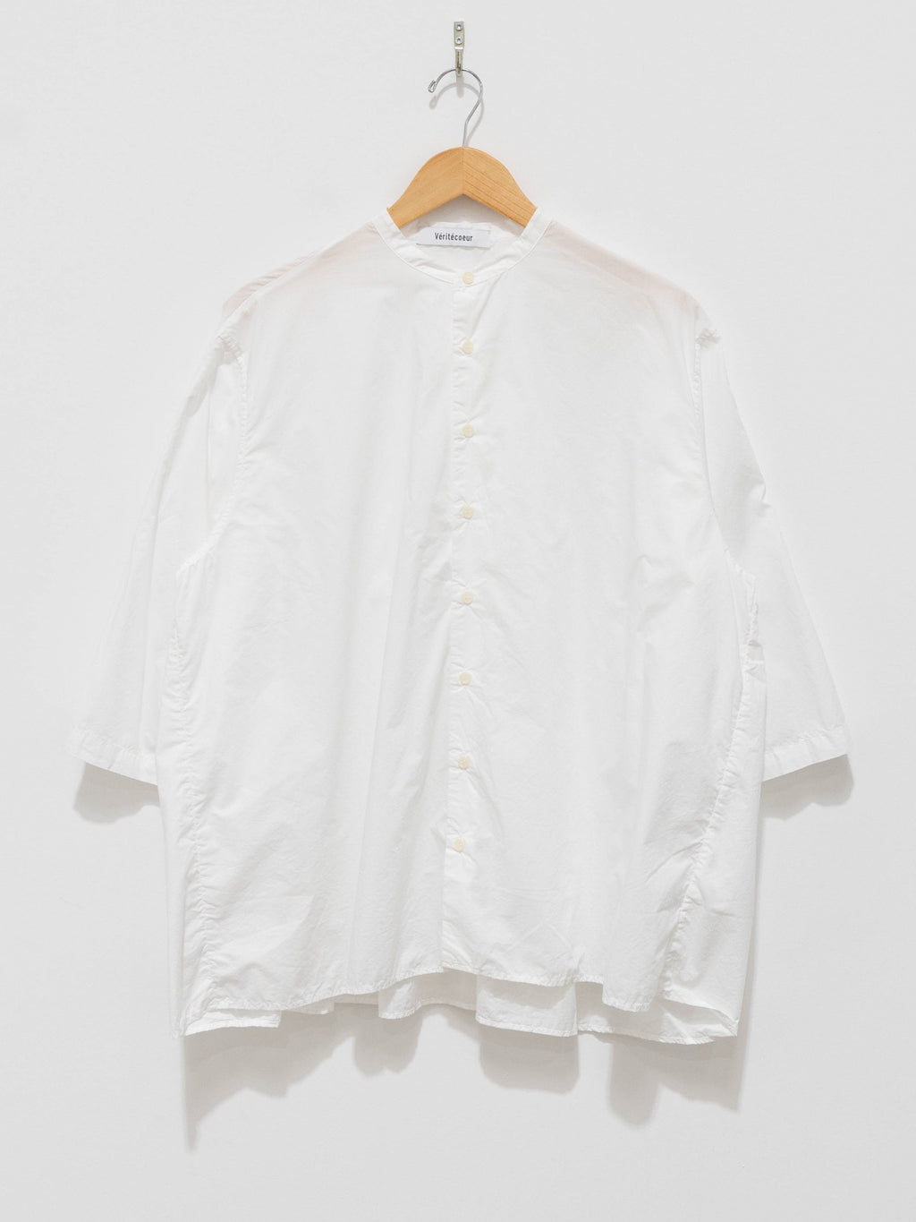 Namu Shop - Veritecoeur Band Collar Gather Back Shirt - White