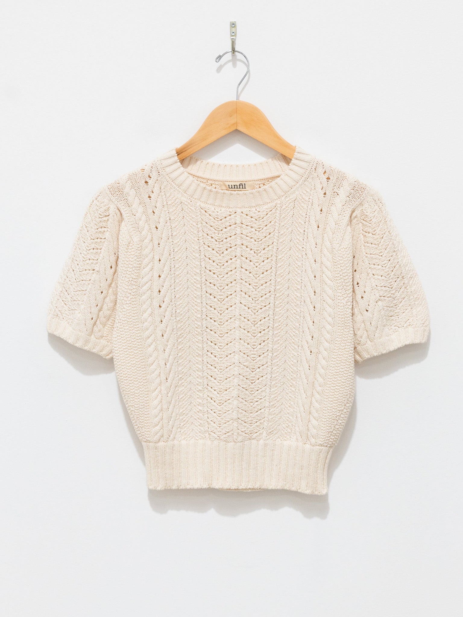 Namu Shop - Unfil Open Work Cable Knit Sweater - Milk