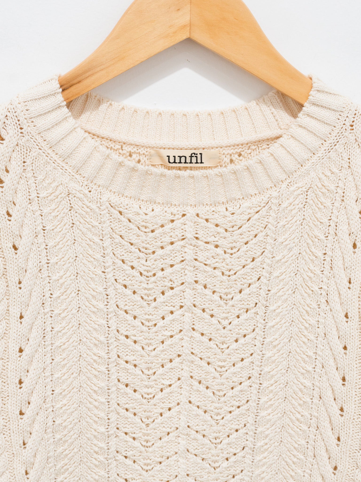 Namu Shop - Unfil Open Work Cable Knit Sweater - Milk