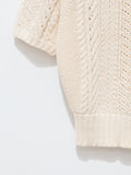 Namu Shop - Unfil Open Work Cable Knit Sweater - Milk