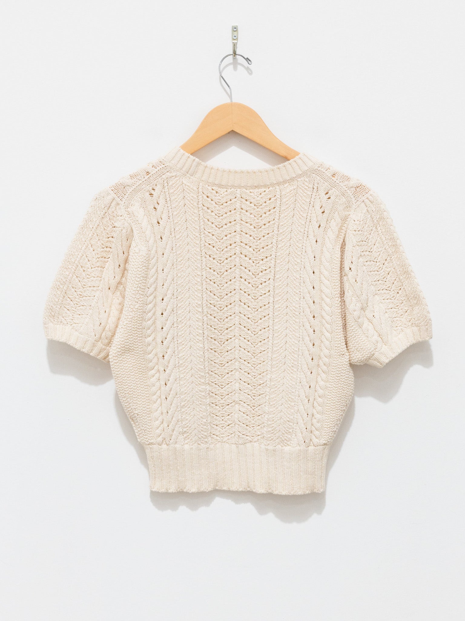 Namu Shop - Unfil Open Work Cable Knit Sweater - Milk