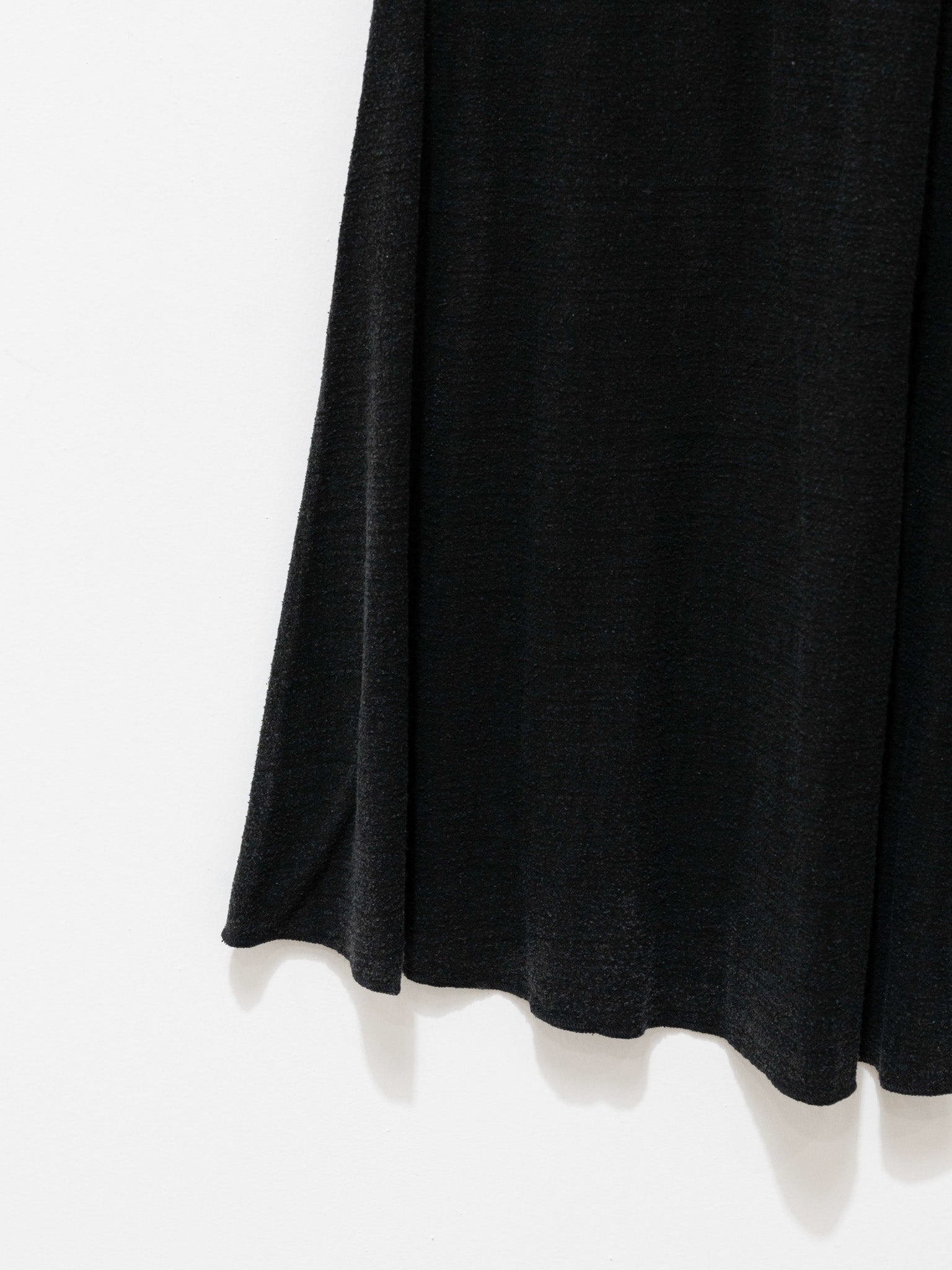 Namu Shop - Unfil Raw Silk Plain Jersey Flared Skirt - Black