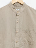 Namu Shop - ts(s) Seersucker Baggy Fit Band Collar Shirt - Khaki Beige